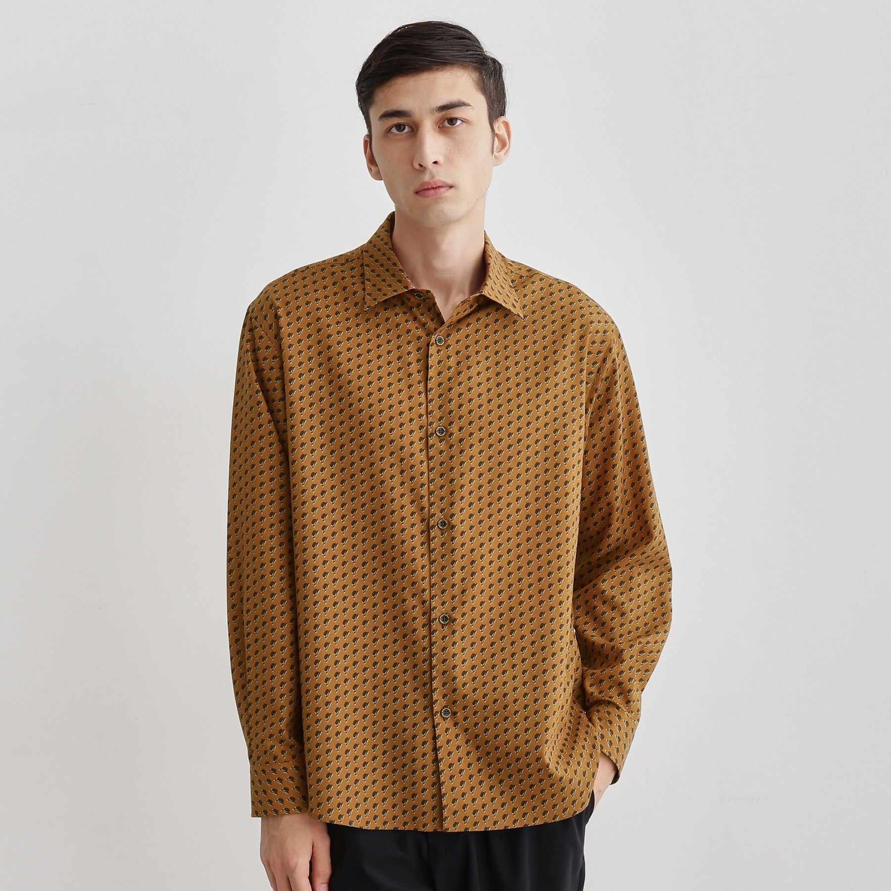 タケオキクチ TAKEO KIKUCHI ボーラーハット柄 長袖シャツ (ブラウン(144)) ブラウン(144)