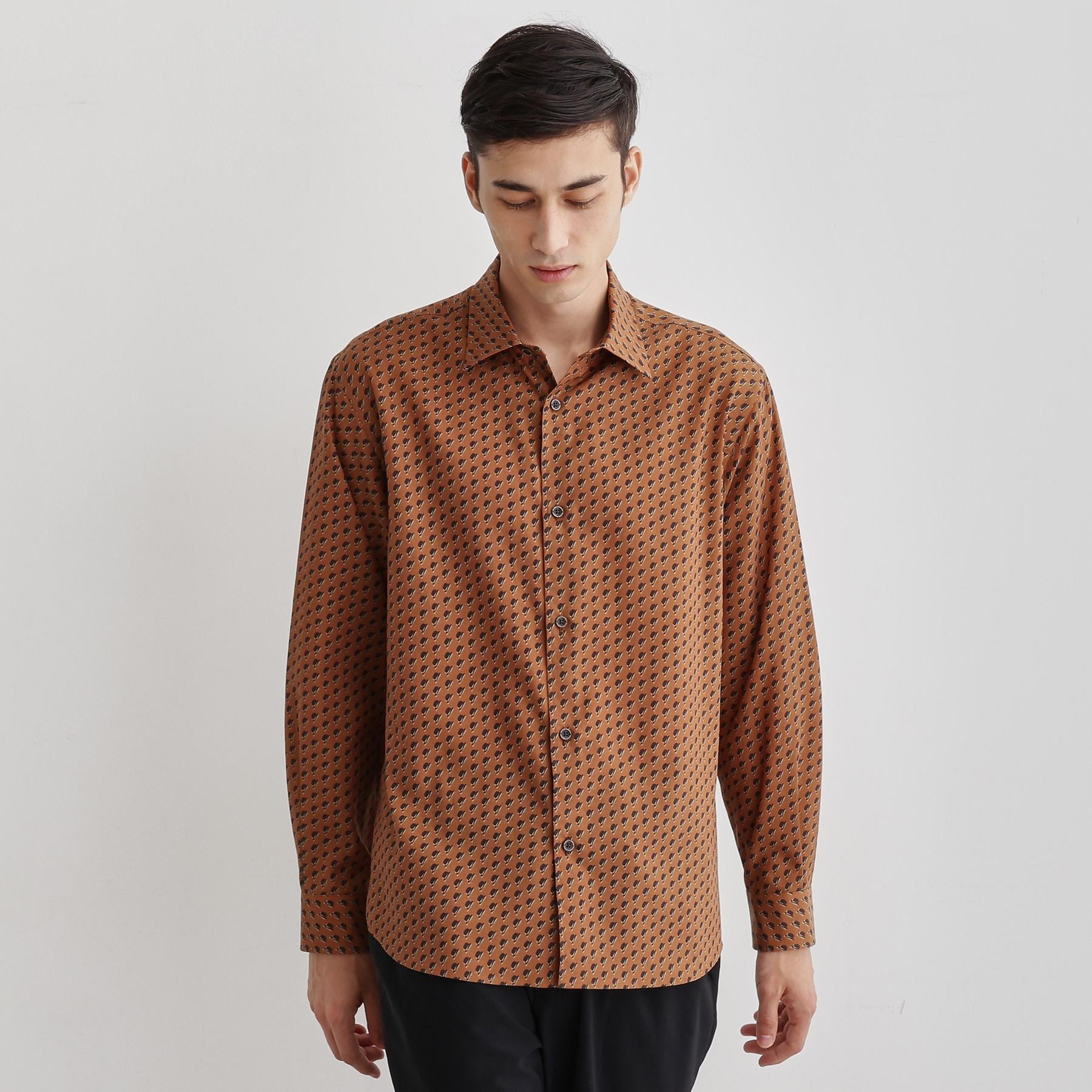 タケオキクチ TAKEO KIKUCHI ボーラーハット柄 長袖シャツ (ブラウン(144)) ブラウン(144)