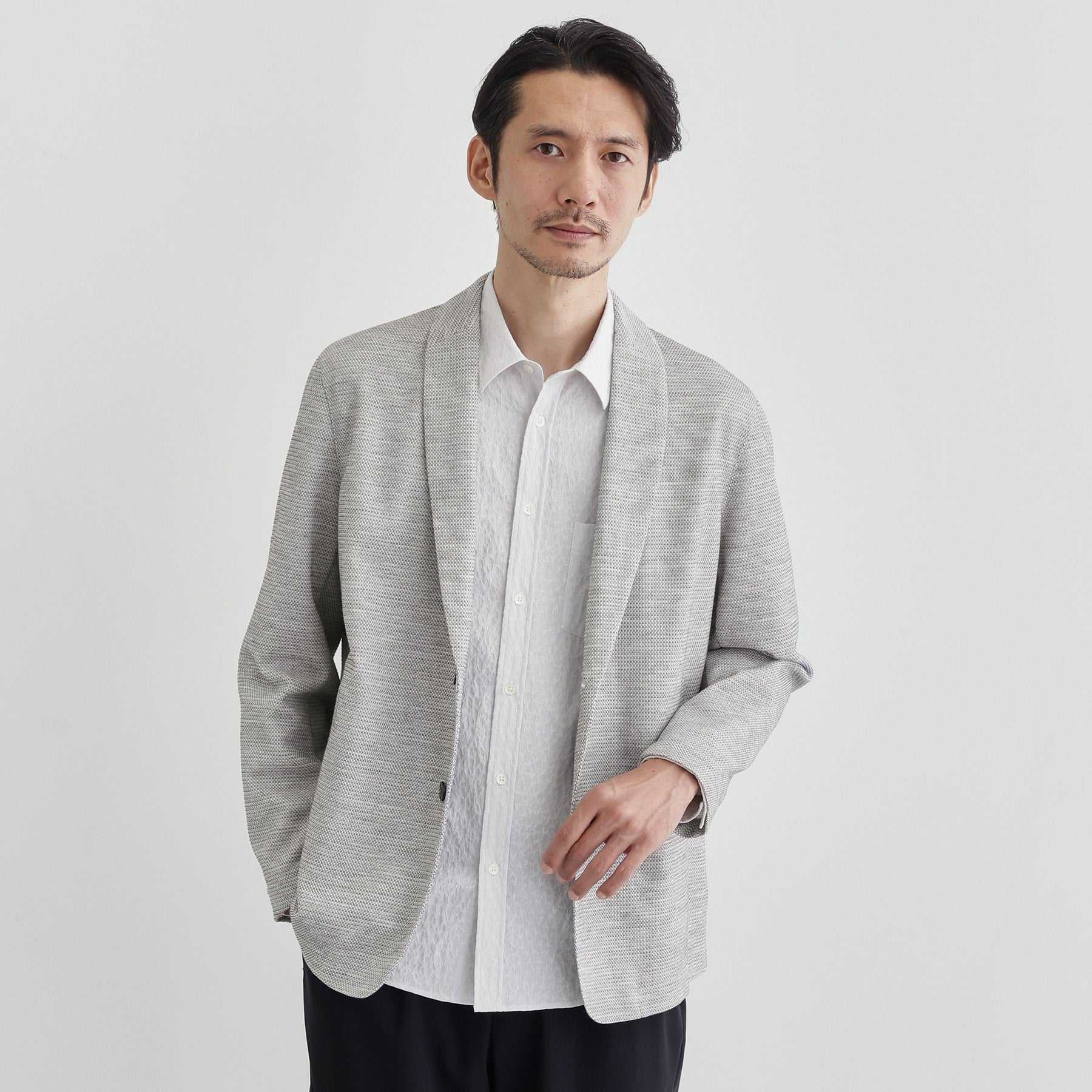 タケオキクチ TAKEO KIKUCHI 【Sサイズ~】【尾州織】ショールカラー カーディガン (ライトグレー(011)) ライトグレー(011)