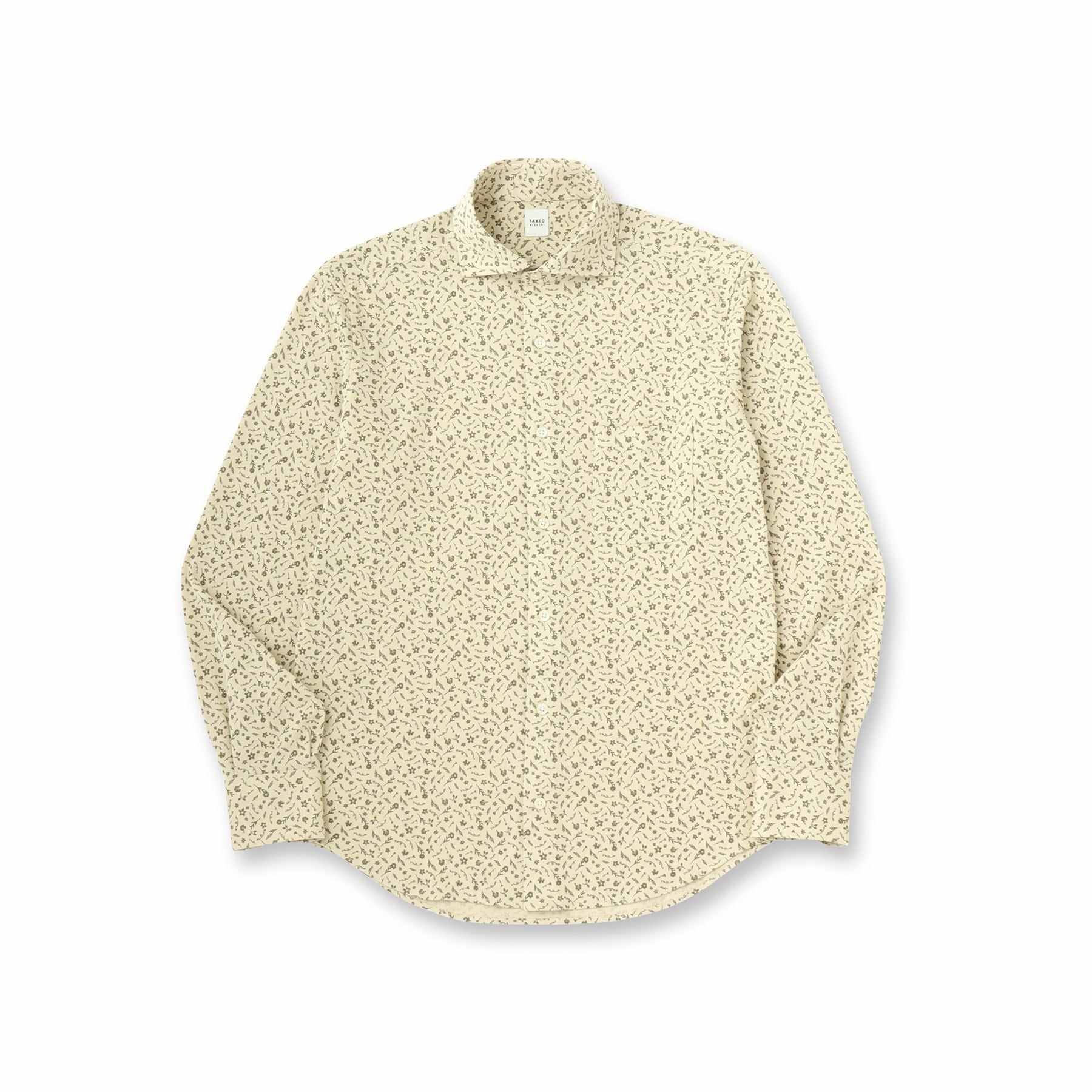 タケオキクチ TAKEO KIKUCHI クールマックス 鹿の子 プリント シャツ (ホワイト(001)) ホワイト(001)