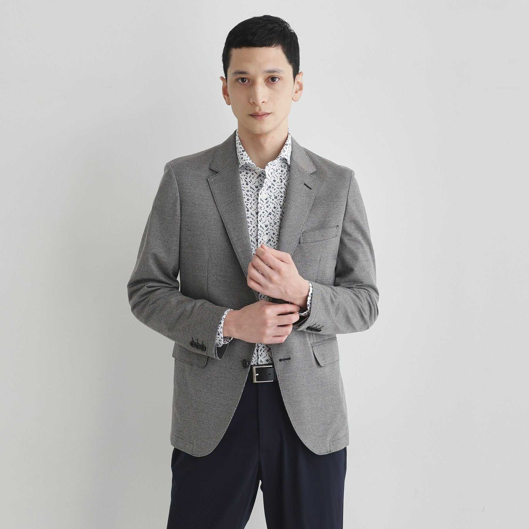 タケオキクチ TAKEO KIKUCHI クールマックス 鹿の子 プリント シャツ (ホワイト(001)) ホワイト(001)