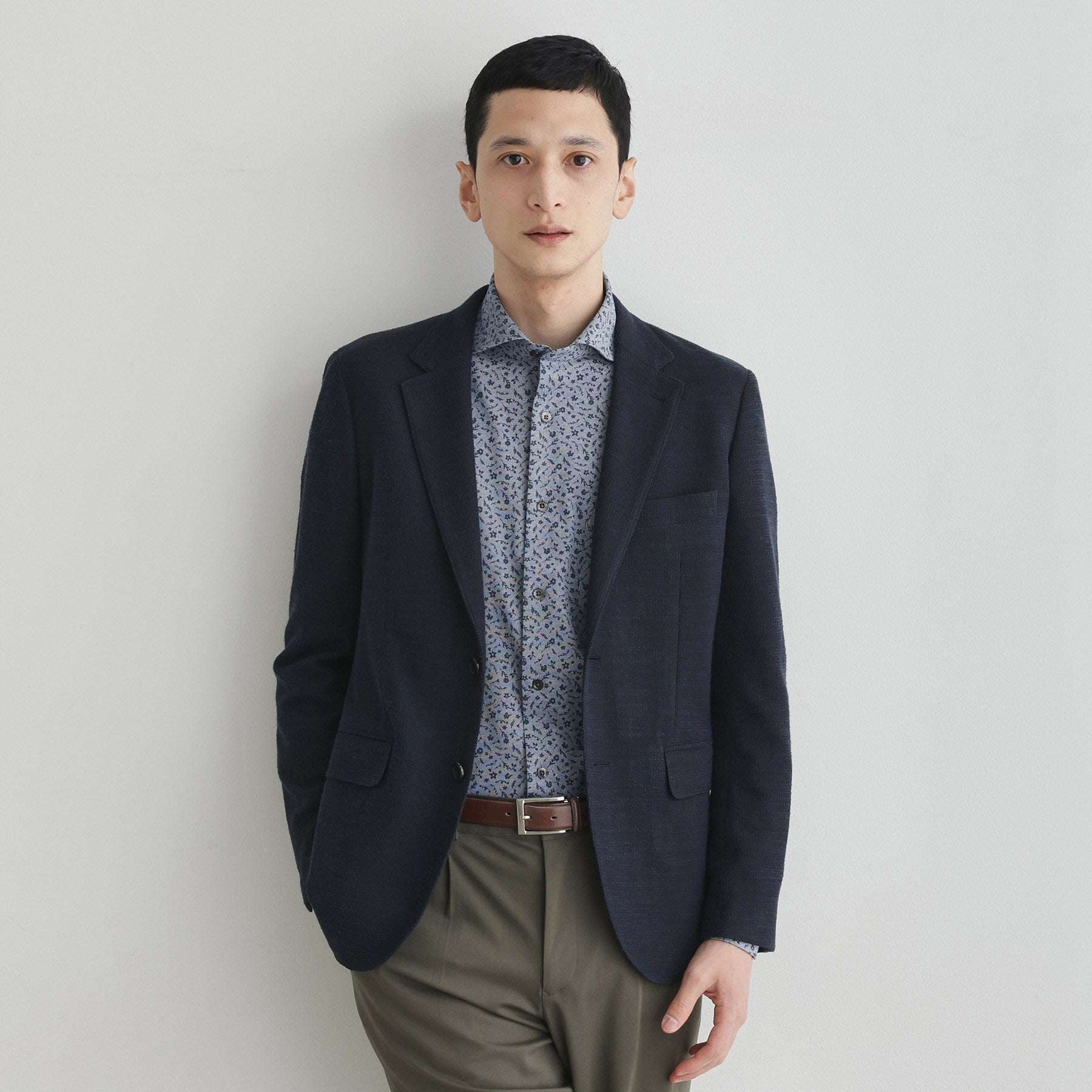 タケオキクチ TAKEO KIKUCHI クールマックス 鹿の子 プリント シャツ (ホワイト(001)) ホワイト(001)