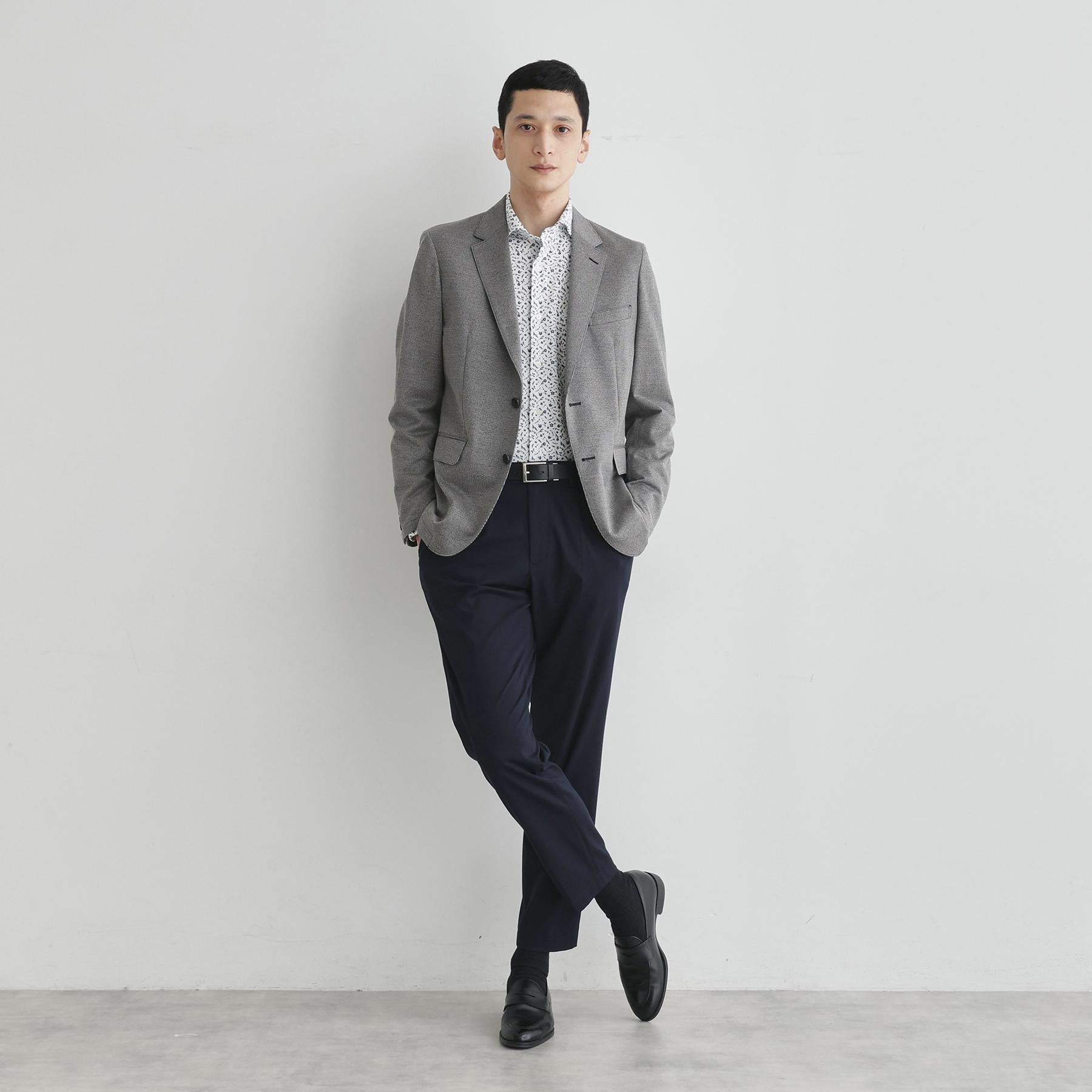 タケオキクチ TAKEO KIKUCHI クールマックス 鹿の子 プリント シャツ (ホワイト(001)) ホワイト(001)