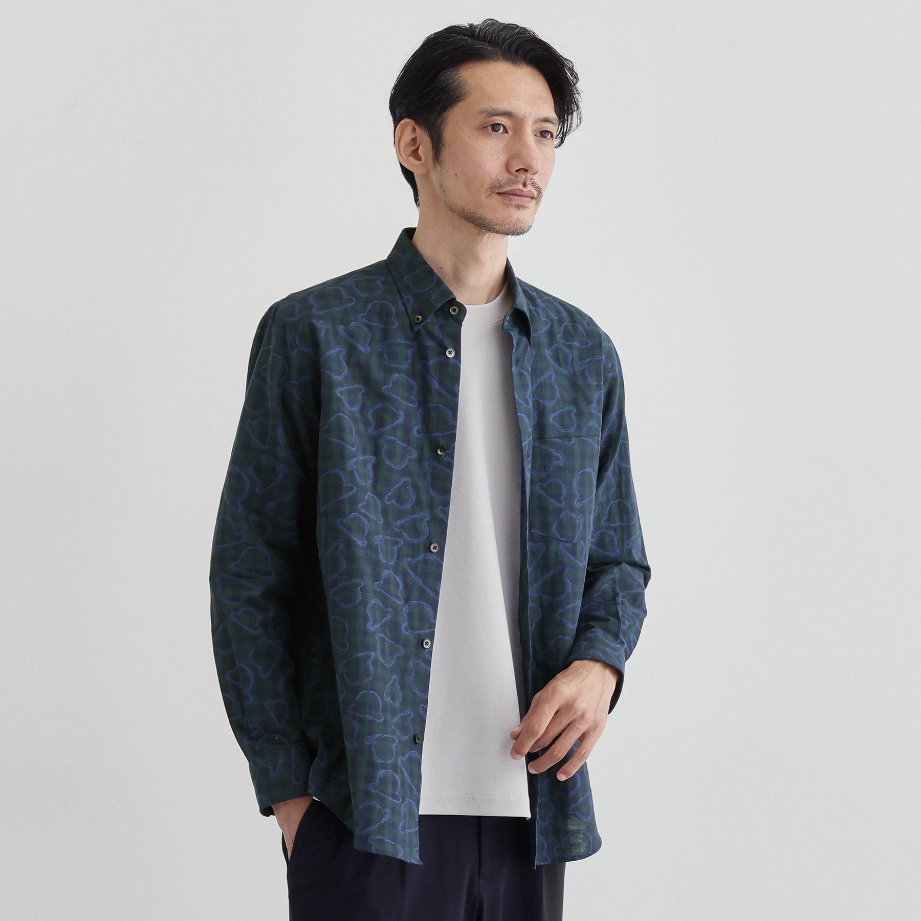 タケオキクチ TAKEO KIKUCHI チェックボーラーガーゼシャツ (ベージュ(252)) ベージュ(252)