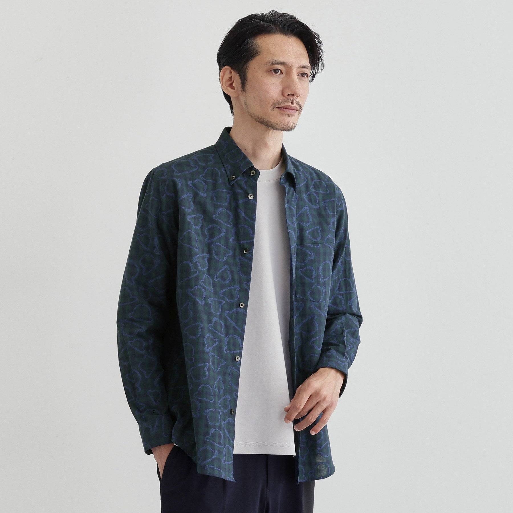 タケオキクチ TAKEO KIKUCHI チェックボーラーガーゼシャツ (ベージュ(252)) ベージュ(252)