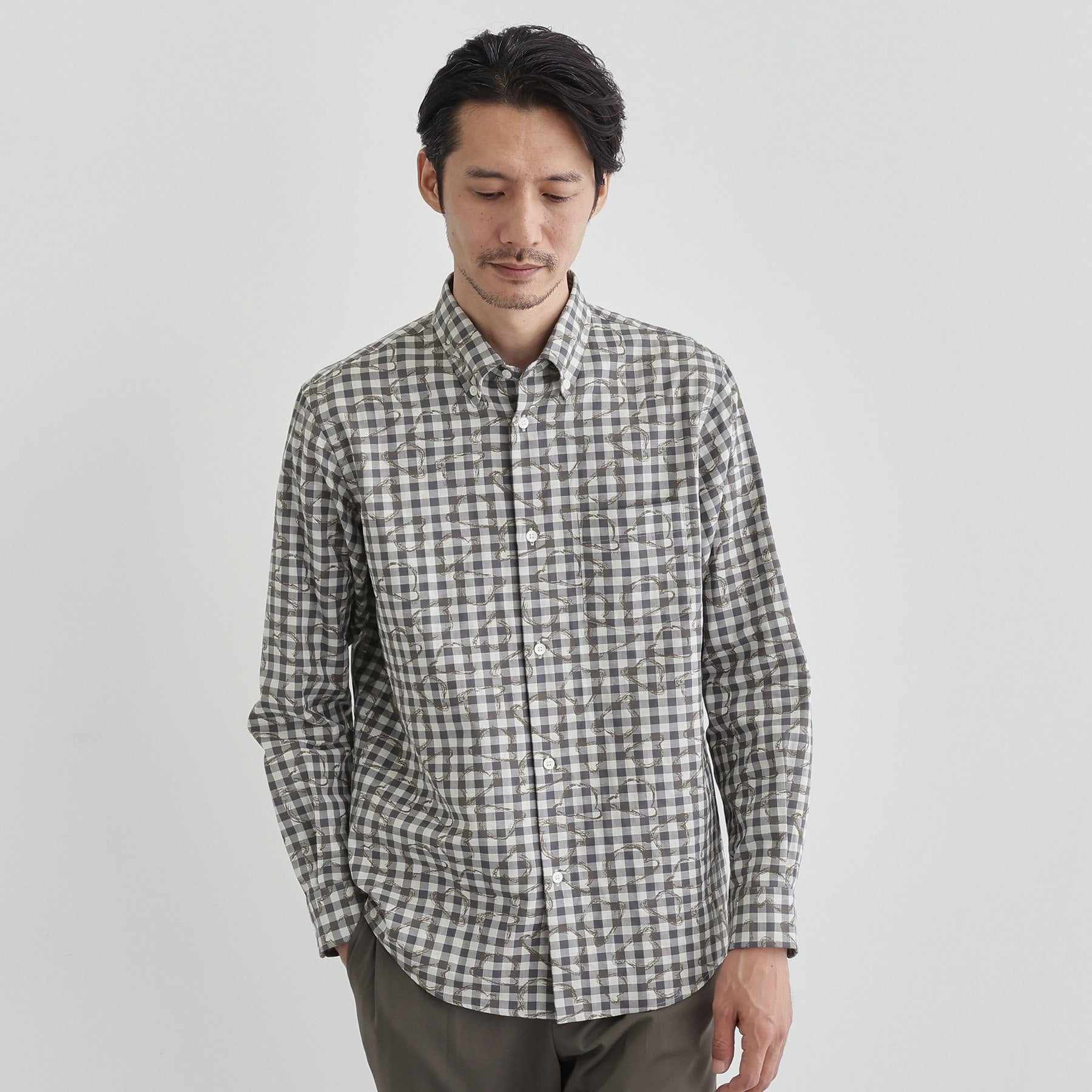 タケオキクチ TAKEO KIKUCHI チェックボーラーガーゼシャツ (ベージュ(252)) ベージュ(252)