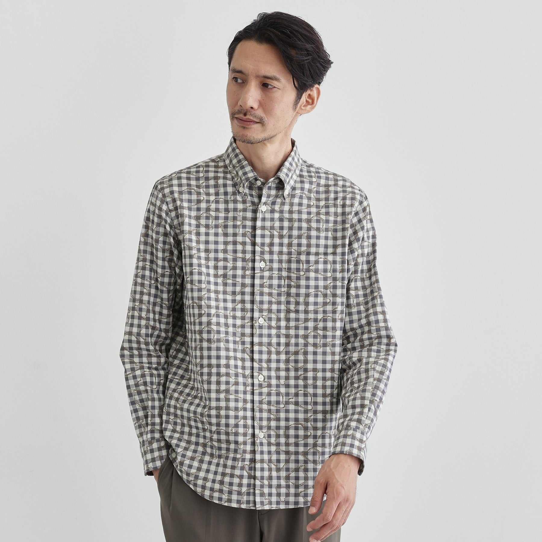 タケオキクチ TAKEO KIKUCHI チェックボーラーガーゼシャツ (ベージュ(252)) ベージュ(252)