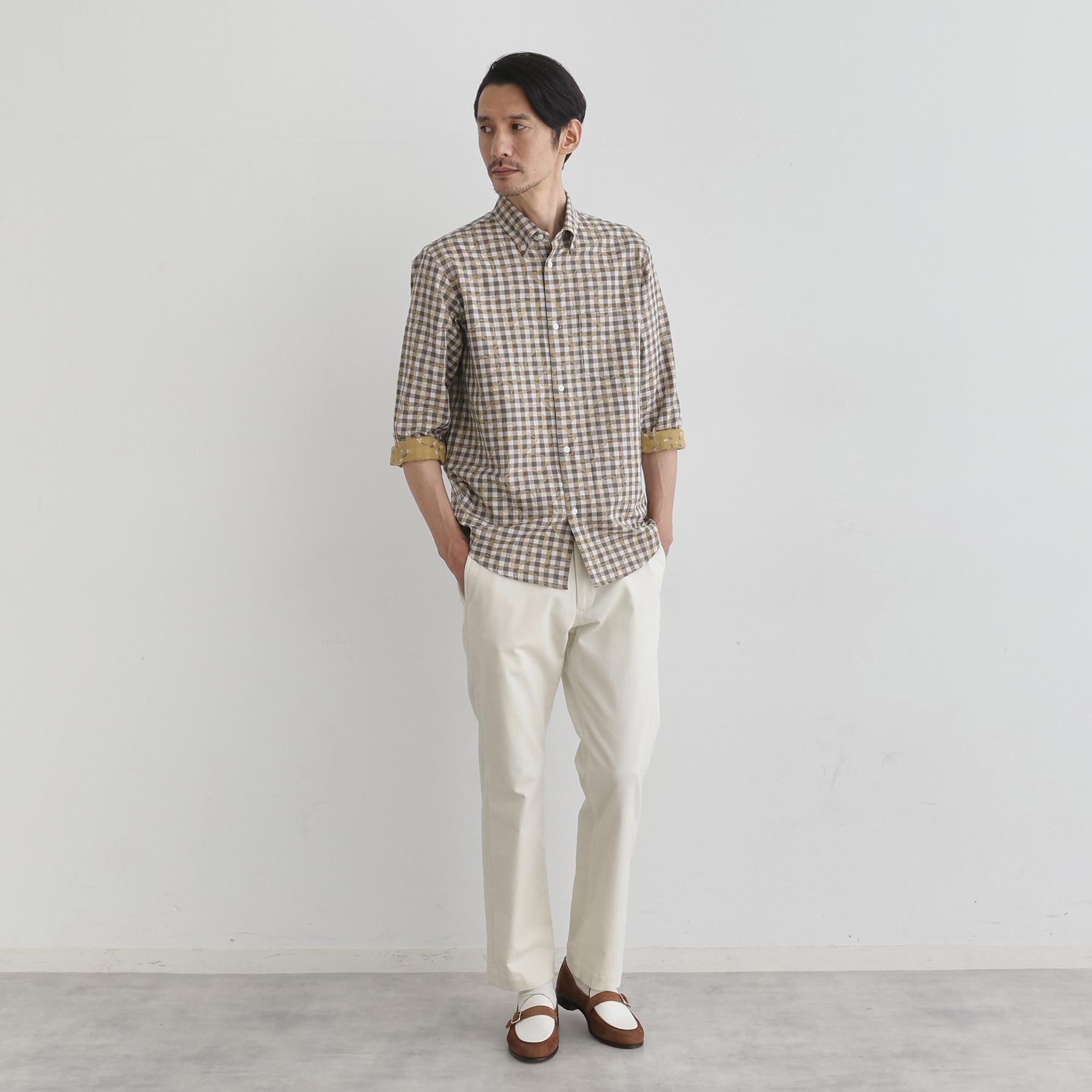 タケオキクチ TAKEO KIKUCHI チェックボーラーガーゼシャツ (ベージュ(252)) ベージュ(252)