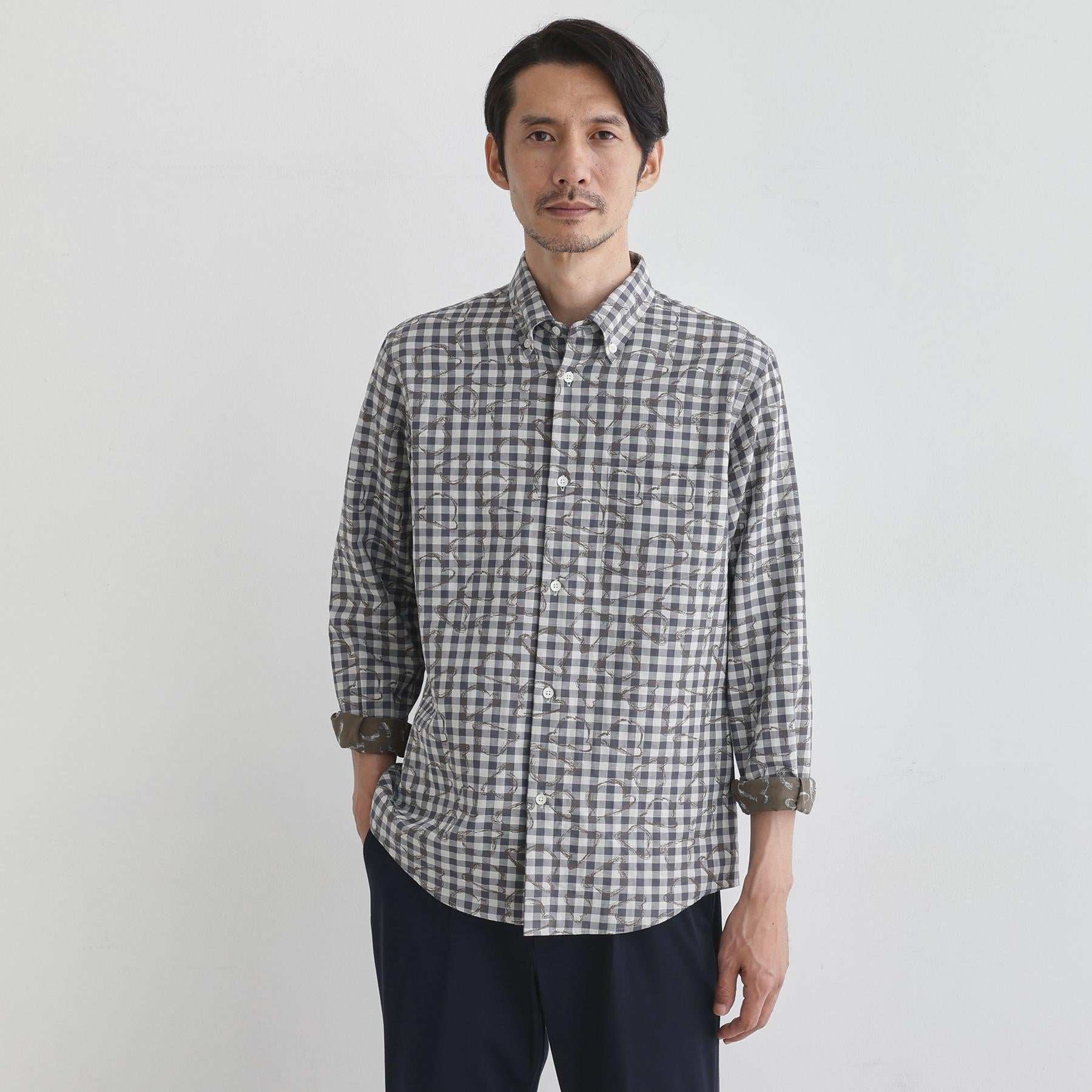 タケオキクチ TAKEO KIKUCHI チェックボーラーガーゼシャツ (ベージュ(252)) ベージュ(252)