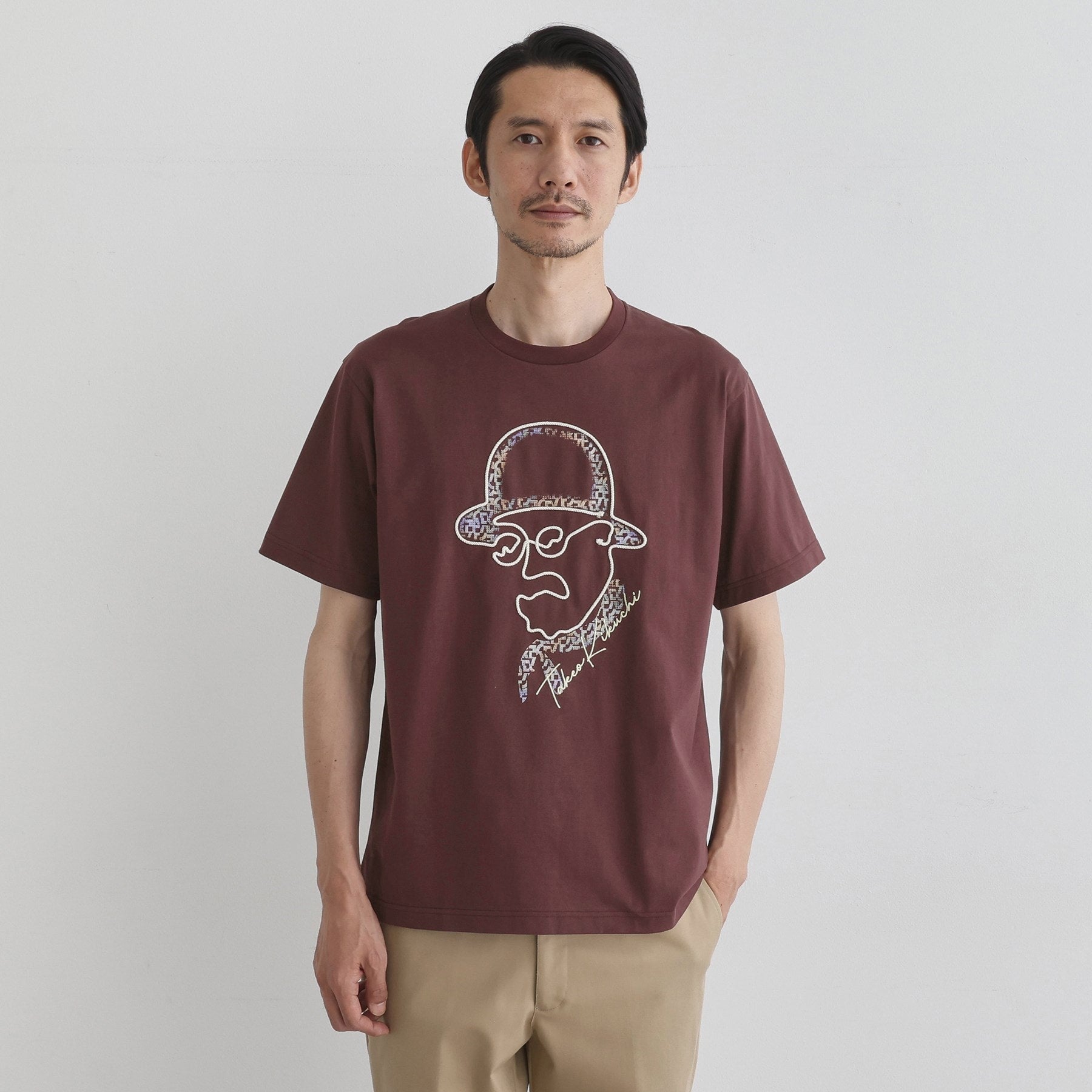 タケオキクチ TAKEO KIKUCHI 【Sサイズ~】フェイスロープ刺繍 天竺Tシャツ (ブラウン(044)) ブラウン(044)