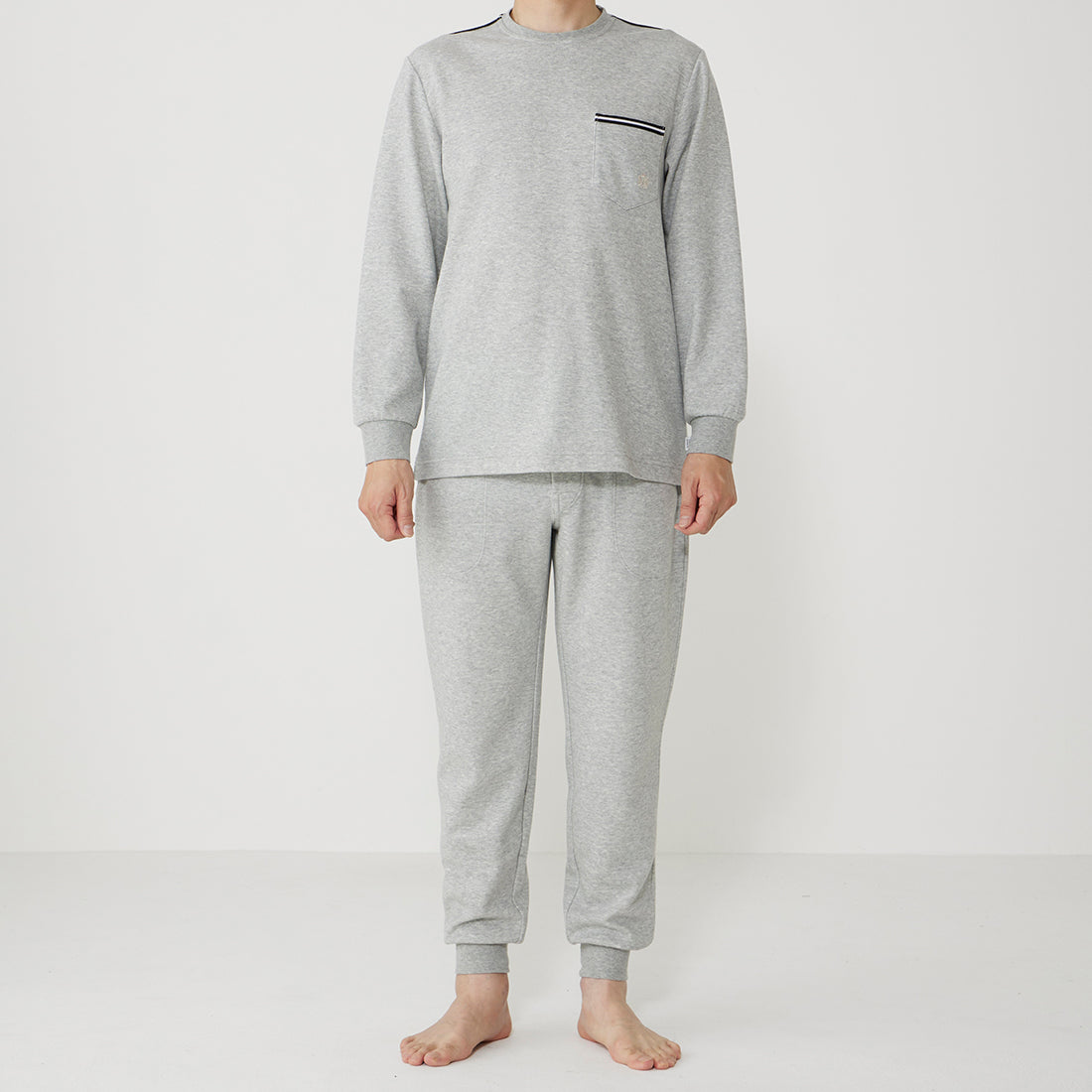 タケオキクチ TAKEO KIKUCHI 長袖クルーネックパジャマ (モクグレー) モクグレー