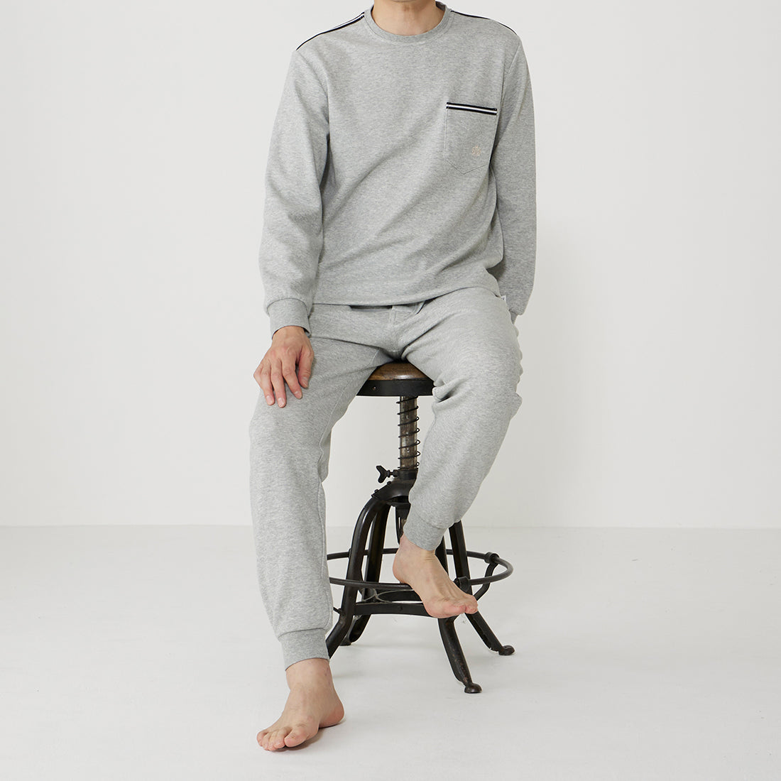 タケオキクチ TAKEO KIKUCHI 長袖クルーネックパジャマ (モクグレー) モクグレー