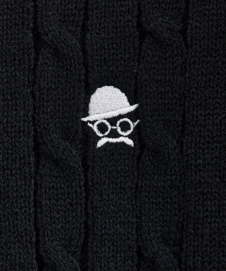タケオキクチ TAKEO KIKUCHI ワンポイント刺繍ケーブルニット (ブラック(019)) ブラック(019)