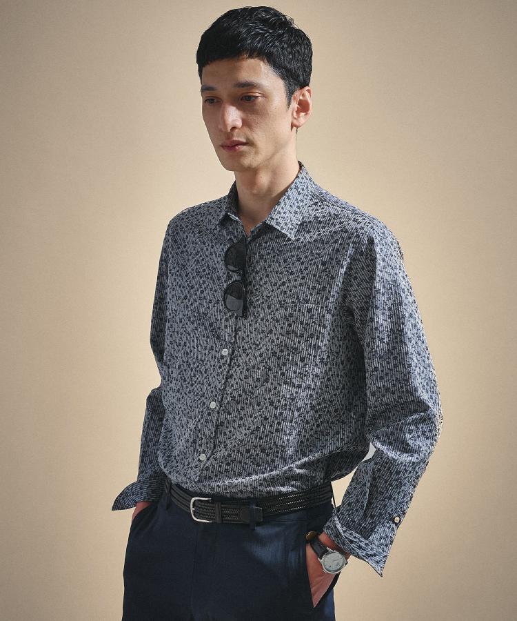 タケオキクチ TAKEO KIKUCHI 播州 ドビーストライプ フラワーシャツ (ネイビー(394)) ネイビー(394)