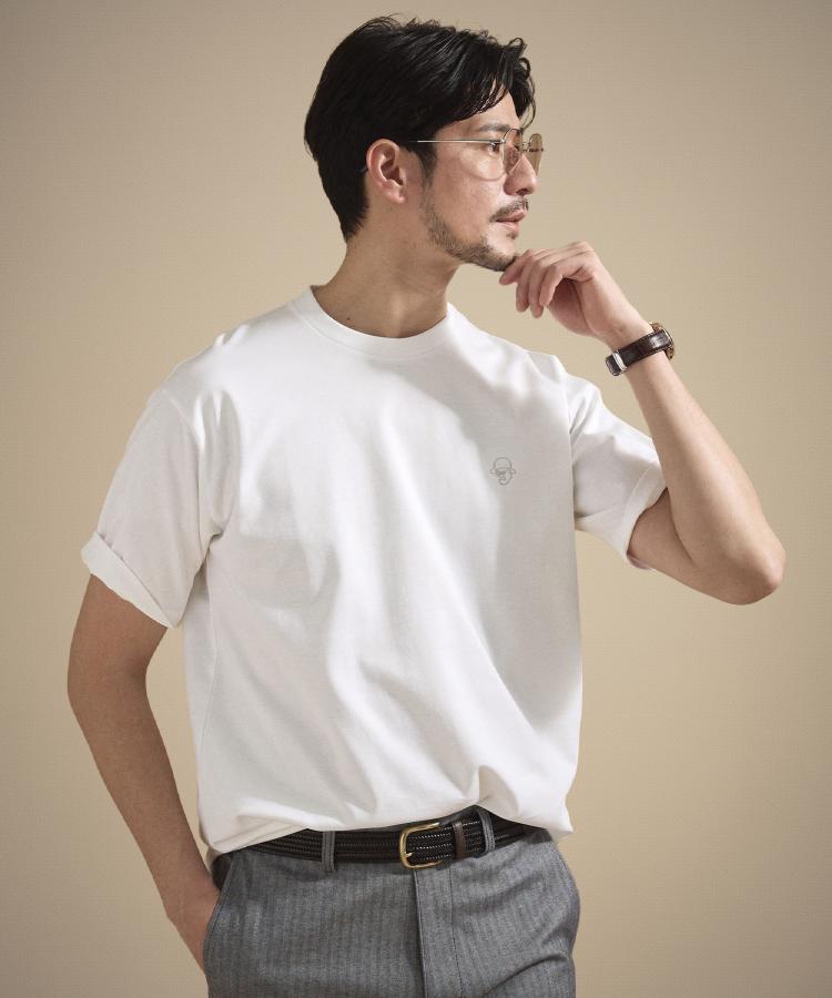 タケオキクチ TAKEO KIKUCHI ワンストローク刺繍 半袖 Tシャツ (ホワイト(001)) ホワイト(001)