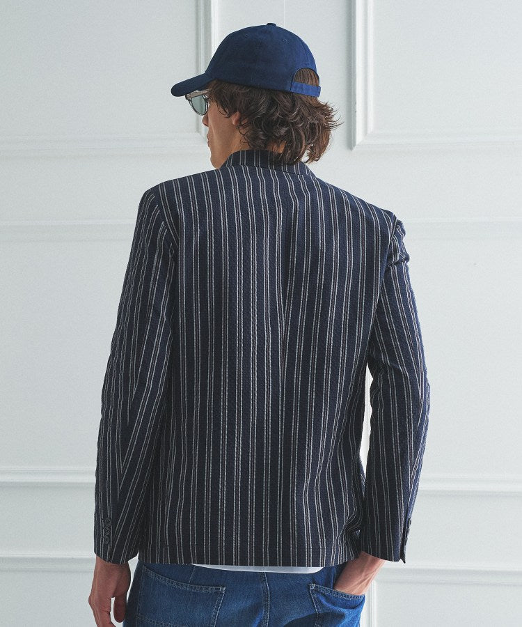 タケオキクチ TAKEO KIKUCHI ◆【BOWLER HAT LABEL】サッカーストライプ Wジャケット (ブルー(393)) ブルー(393)