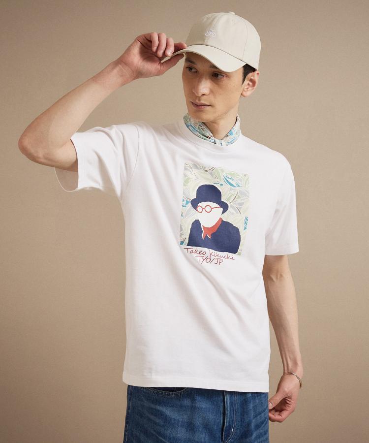 タケオキクチ TAKEO KIKUCHI カカオ柄スクエアプリント 天竺Tシャツ （ホワイト(001)） ホワイト(001)