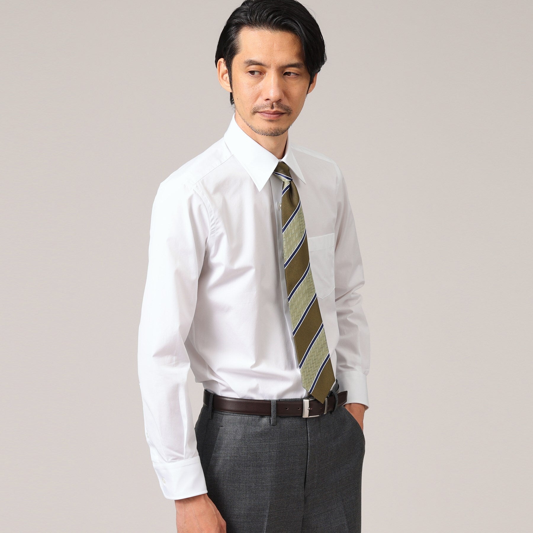 タケオキクチ TAKEO KIKUCHI 【Sサイズ~】100双 ブロード レギュラーカラー シャツ (ネイビー(093)) ネイビー(093)