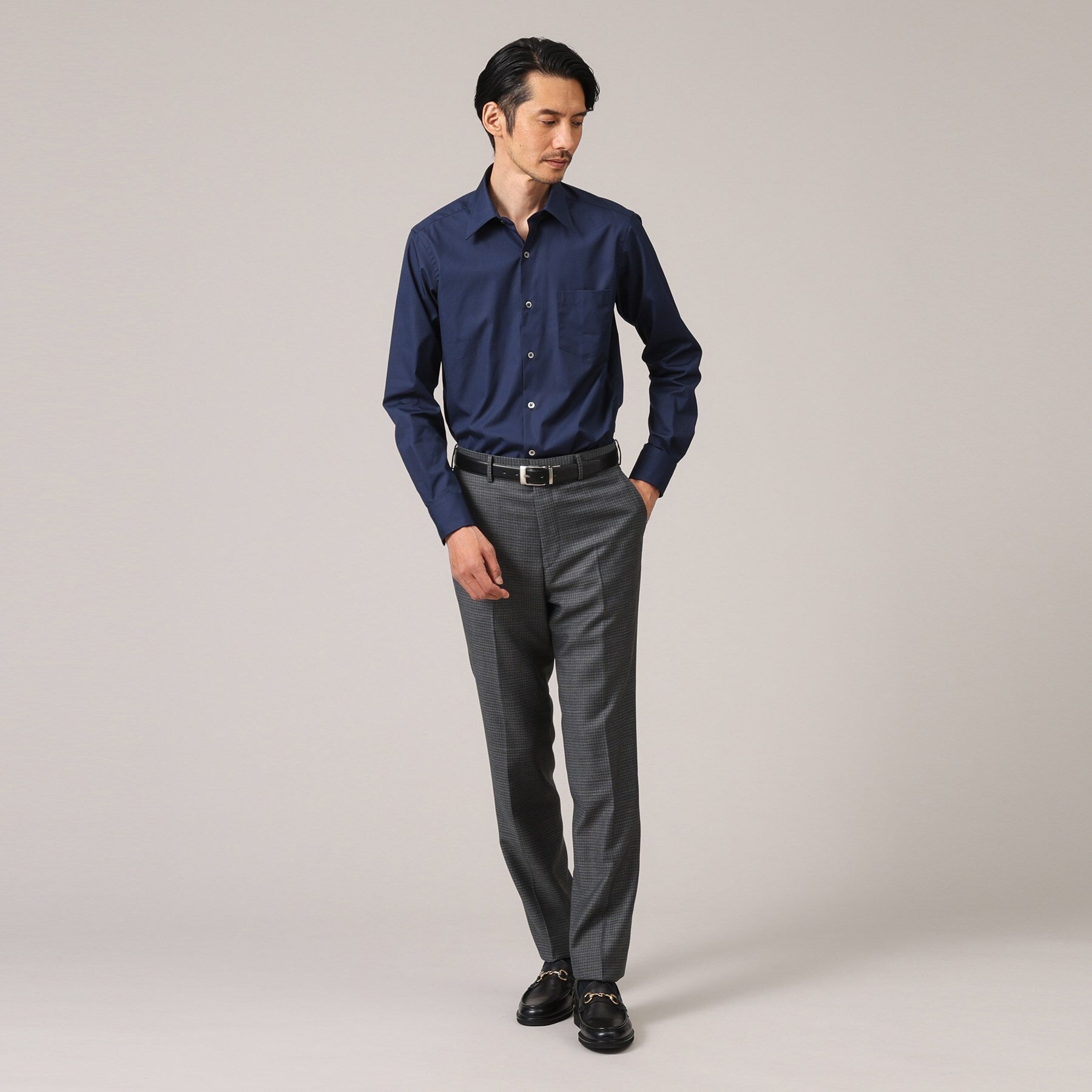 タケオキクチ TAKEO KIKUCHI 【Sサイズ~】100双 ブロード レギュラーカラー シャツ (ネイビー(093)) ネイビー(093)