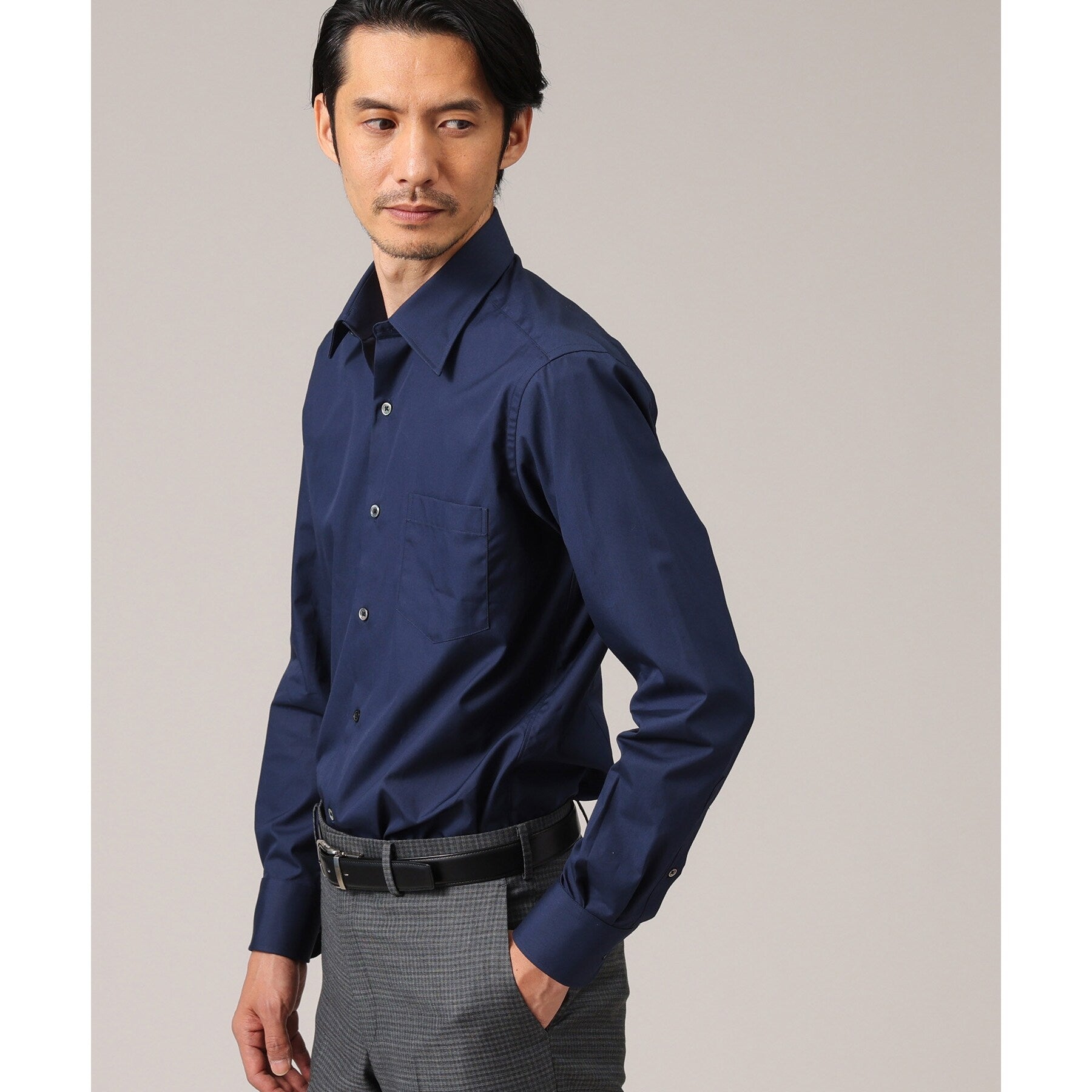 タケオキクチ TAKEO KIKUCHI 【Sサイズ~】100双 ブロード レギュラーカラー シャツ (ネイビー(093)) ネイビー(093)