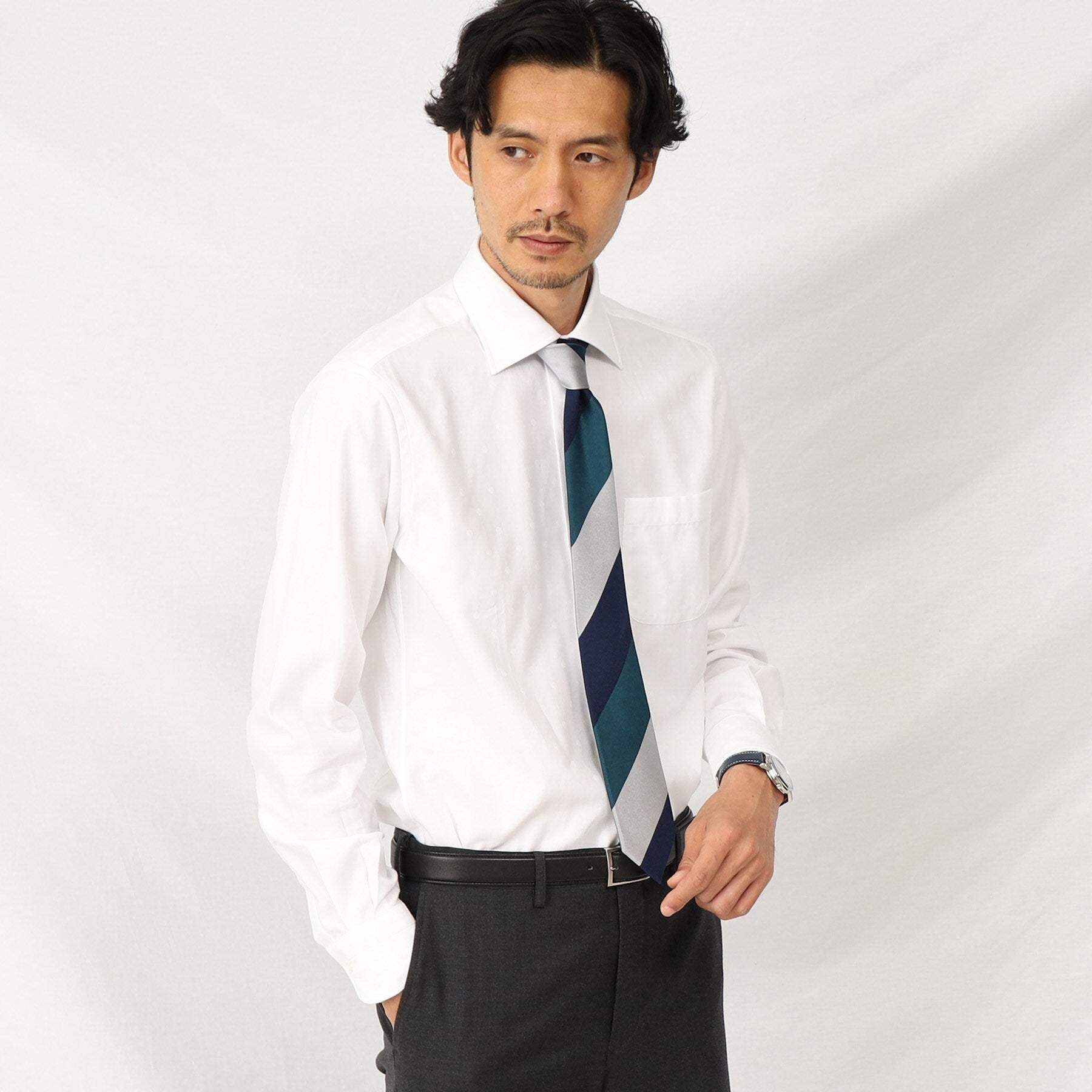 TAKEO KIKUCHI Jacquard Wide Collar Shirt