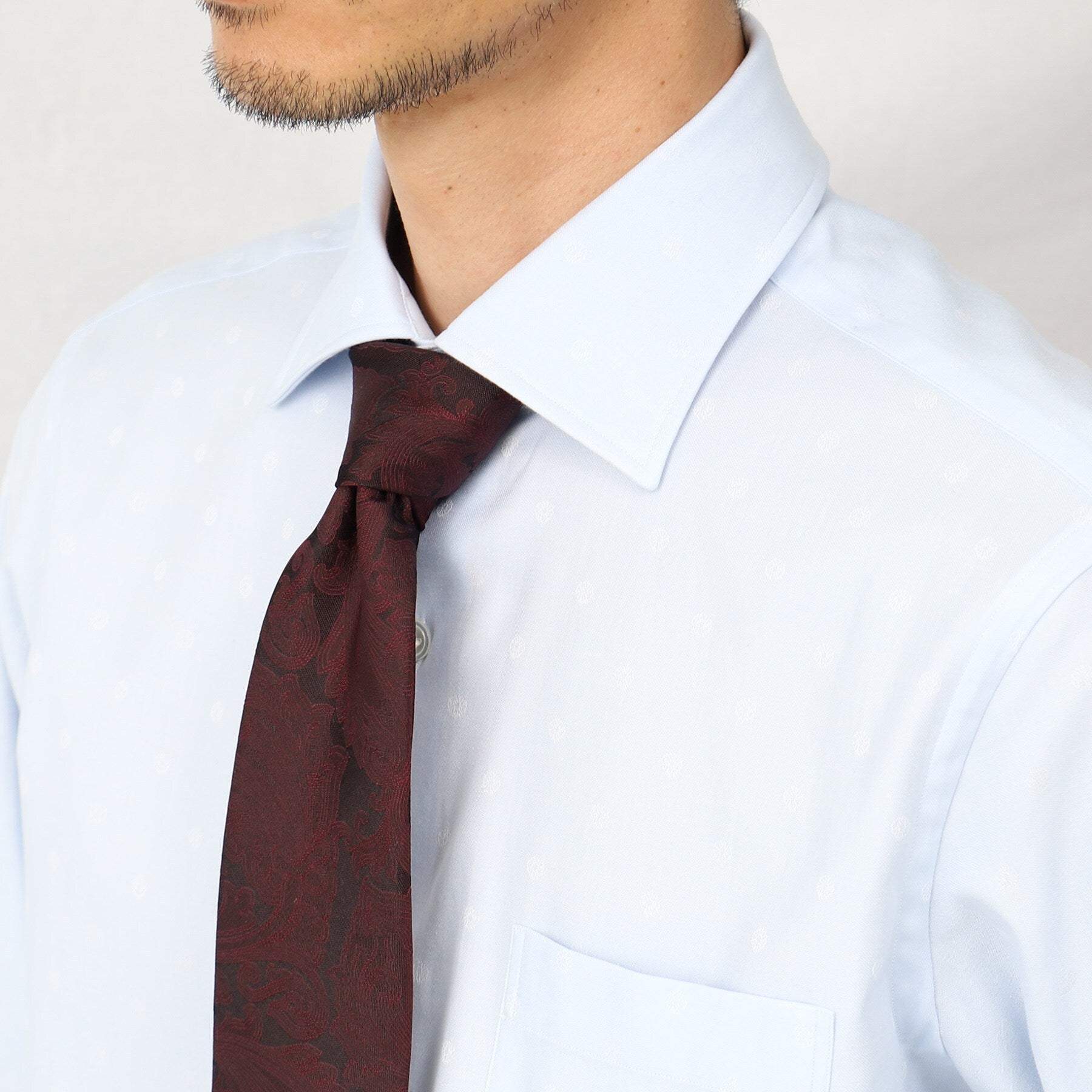 TAKEO KIKUCHI Jacquard Wide Collar Shirt