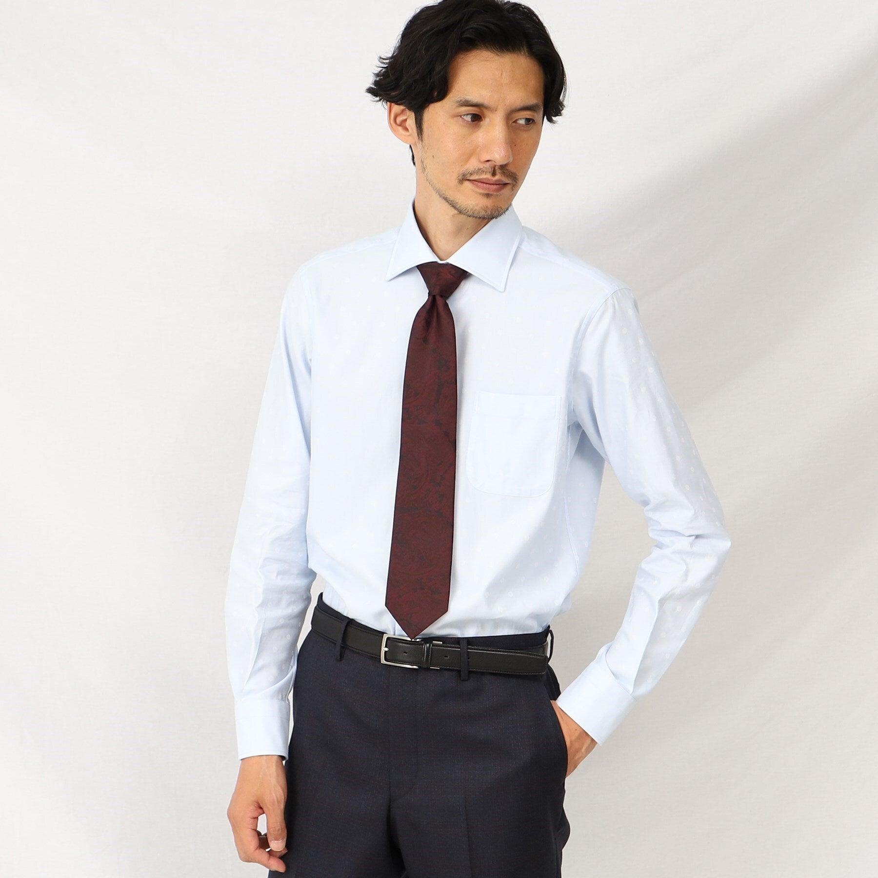 TAKEO KIKUCHI Jacquard Wide Collar Shirt