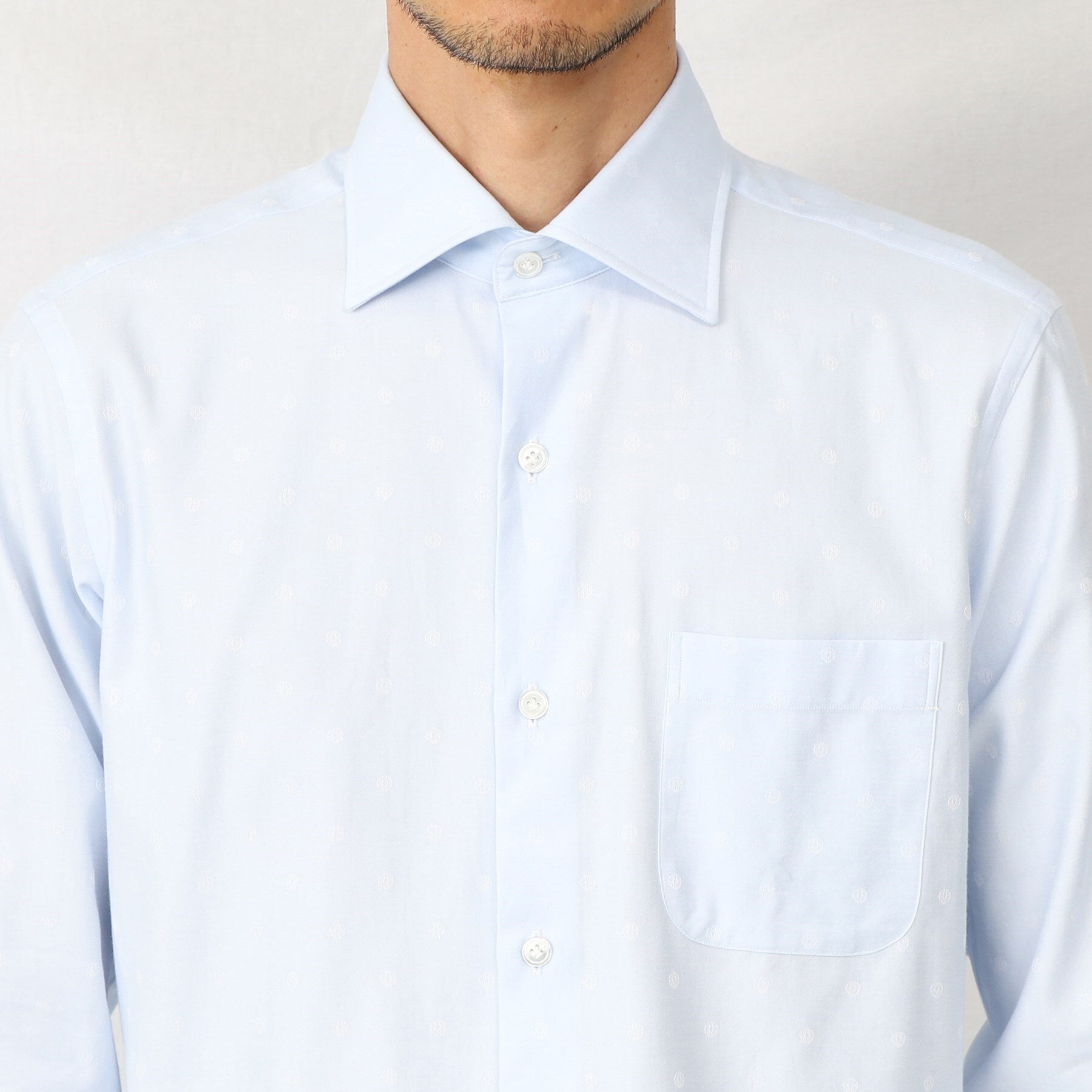 TAKEO KIKUCHI Jacquard Wide Collar Shirt