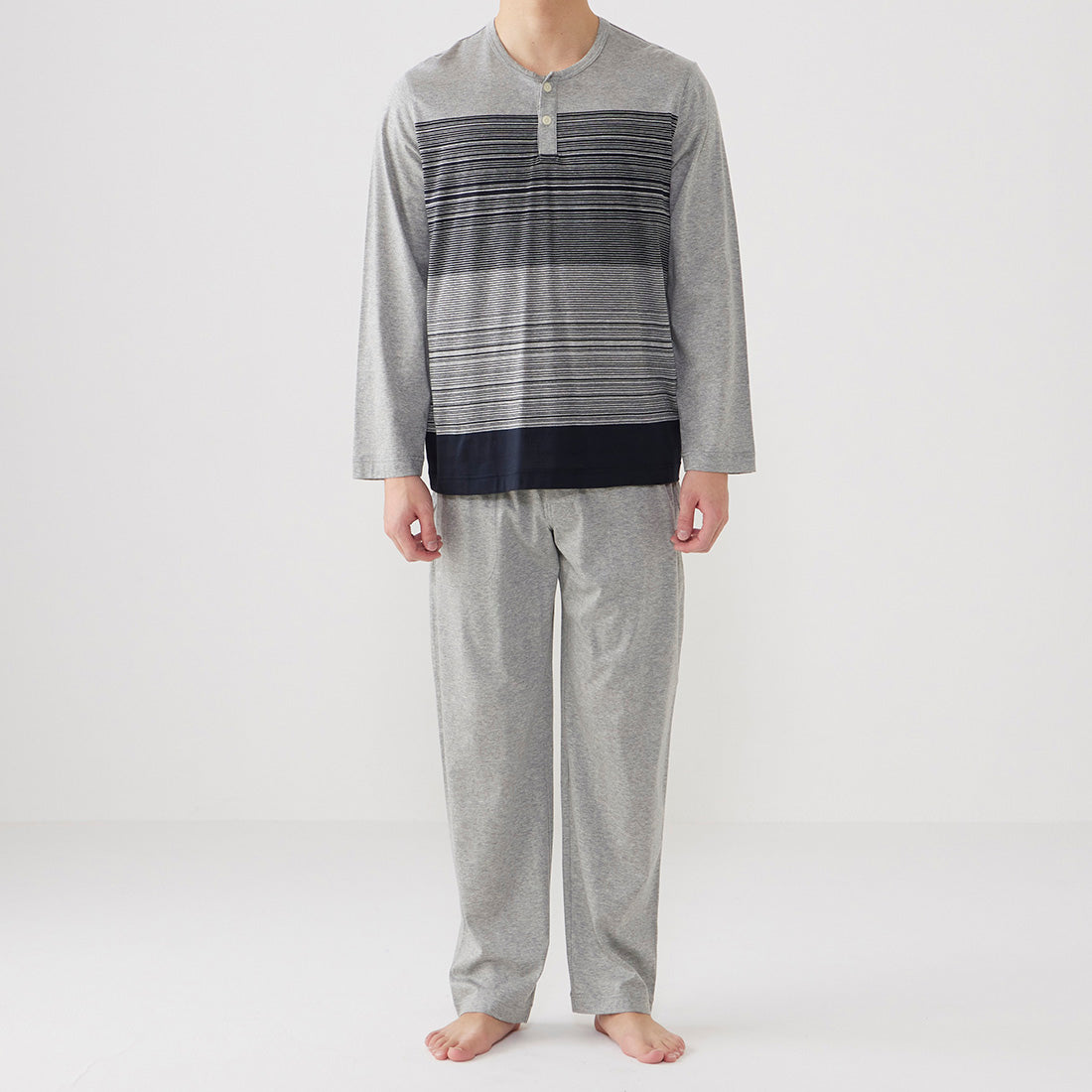 タケオキクチ TAKEO KIKUCHI 長袖ヘンリーネックパジャマ (モクグレー) モクグレー