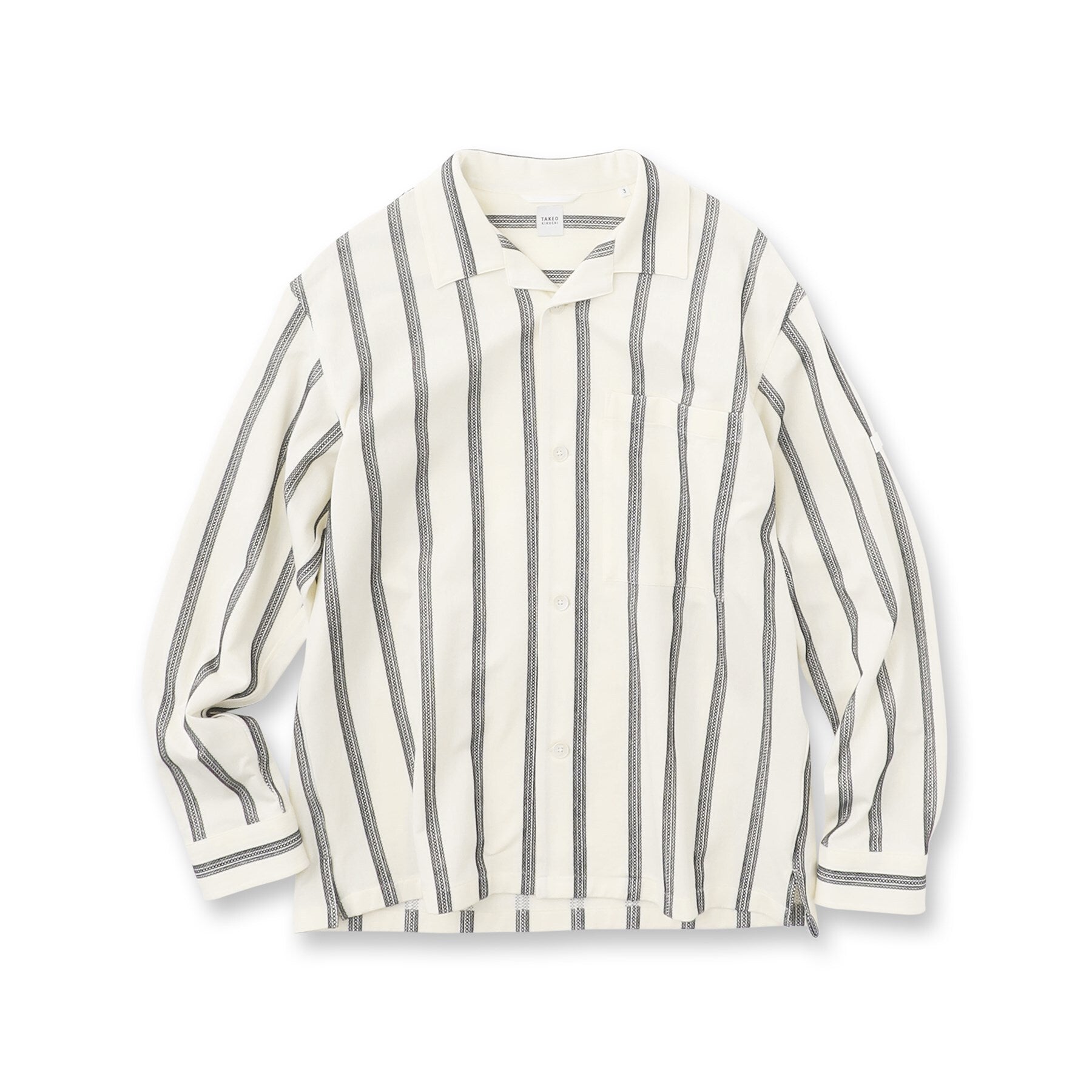 タケオキクチ TAKEO KIKUCHI カラミ ストライプ ジャージー シャツ (アイボリー(304)) アイボリー(304)