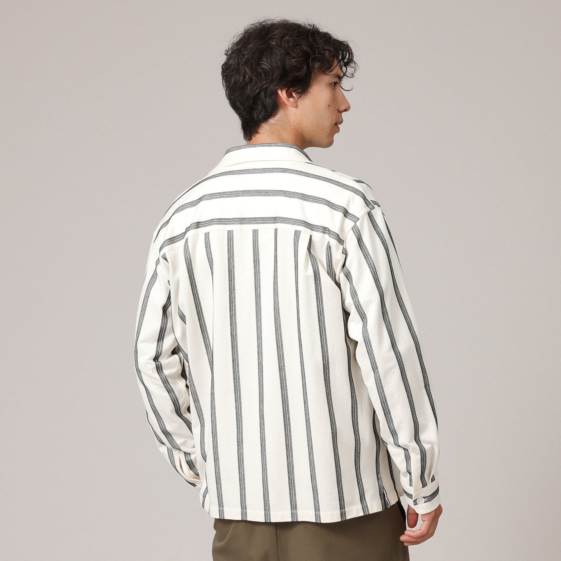 タケオキクチ TAKEO KIKUCHI カラミ ストライプ ジャージー シャツ (アイボリー(304)) アイボリー(304)