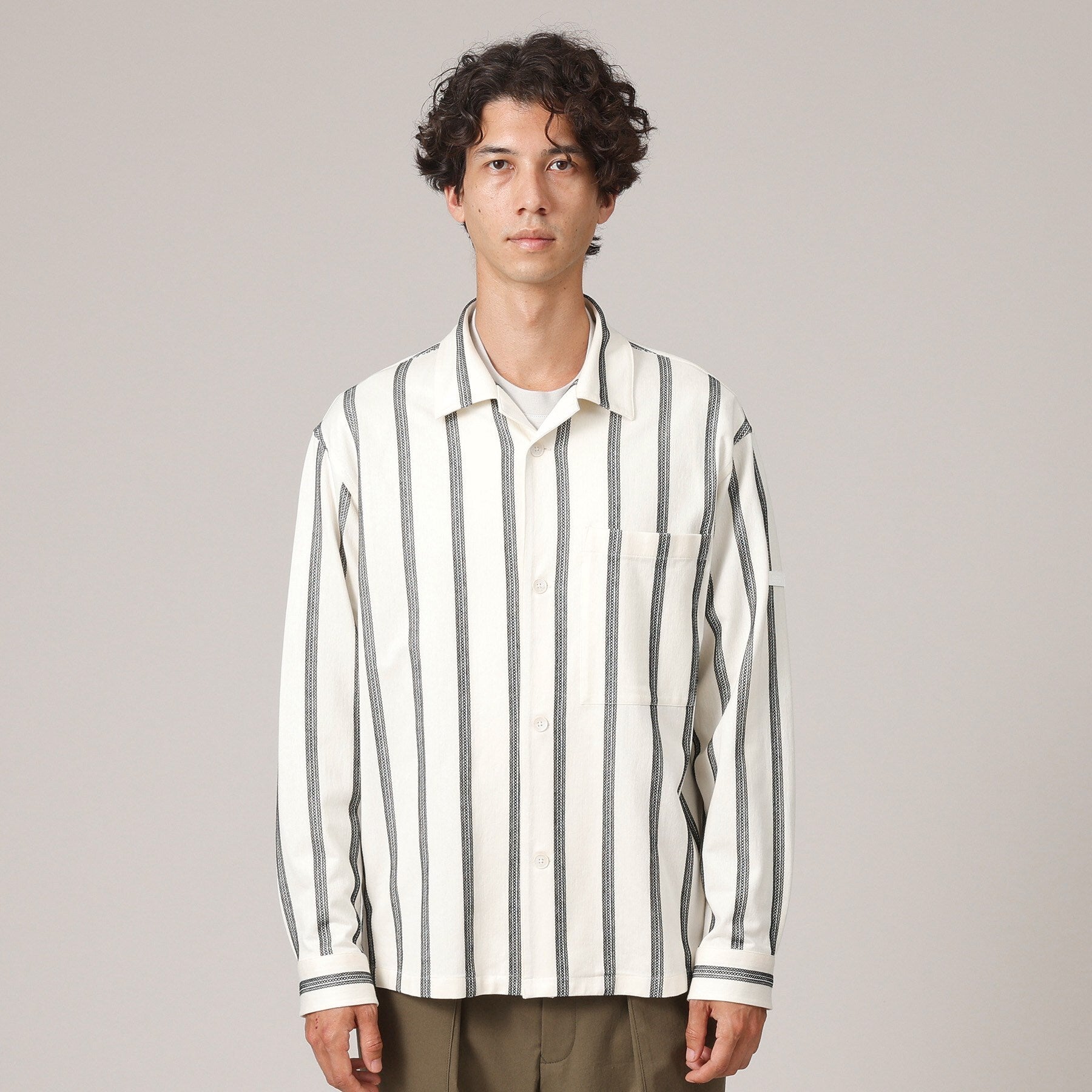 タケオキクチ TAKEO KIKUCHI カラミ ストライプ ジャージー シャツ (アイボリー(304)) アイボリー(304)