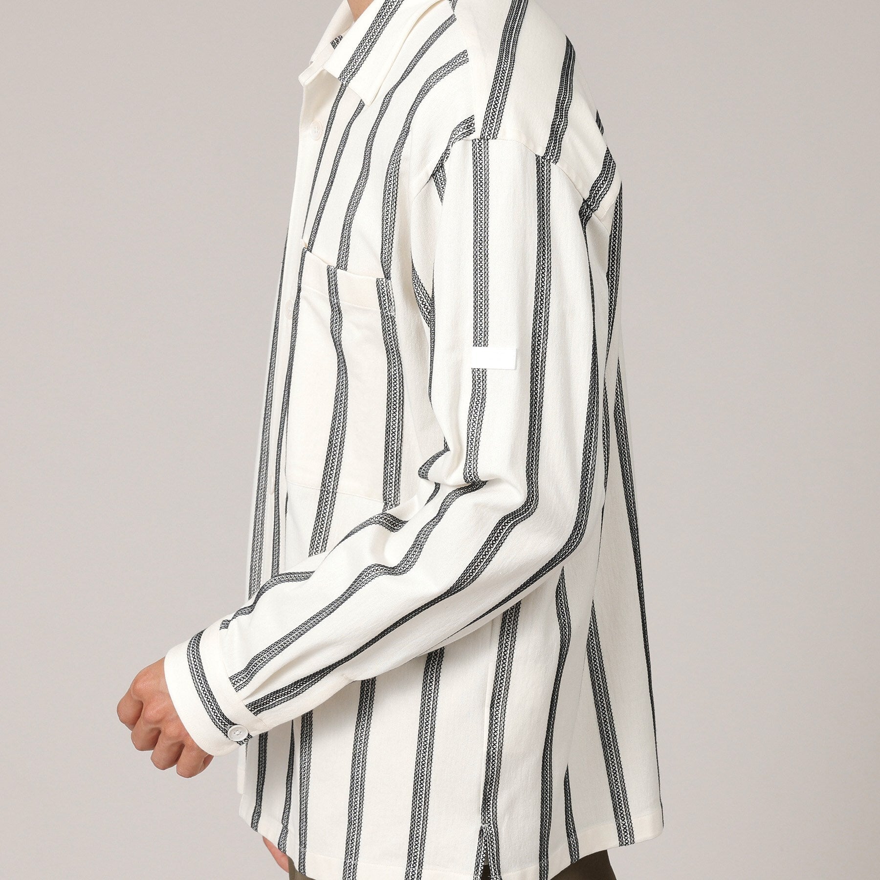 タケオキクチ TAKEO KIKUCHI カラミ ストライプ ジャージー シャツ (アイボリー(304)) アイボリー(304)