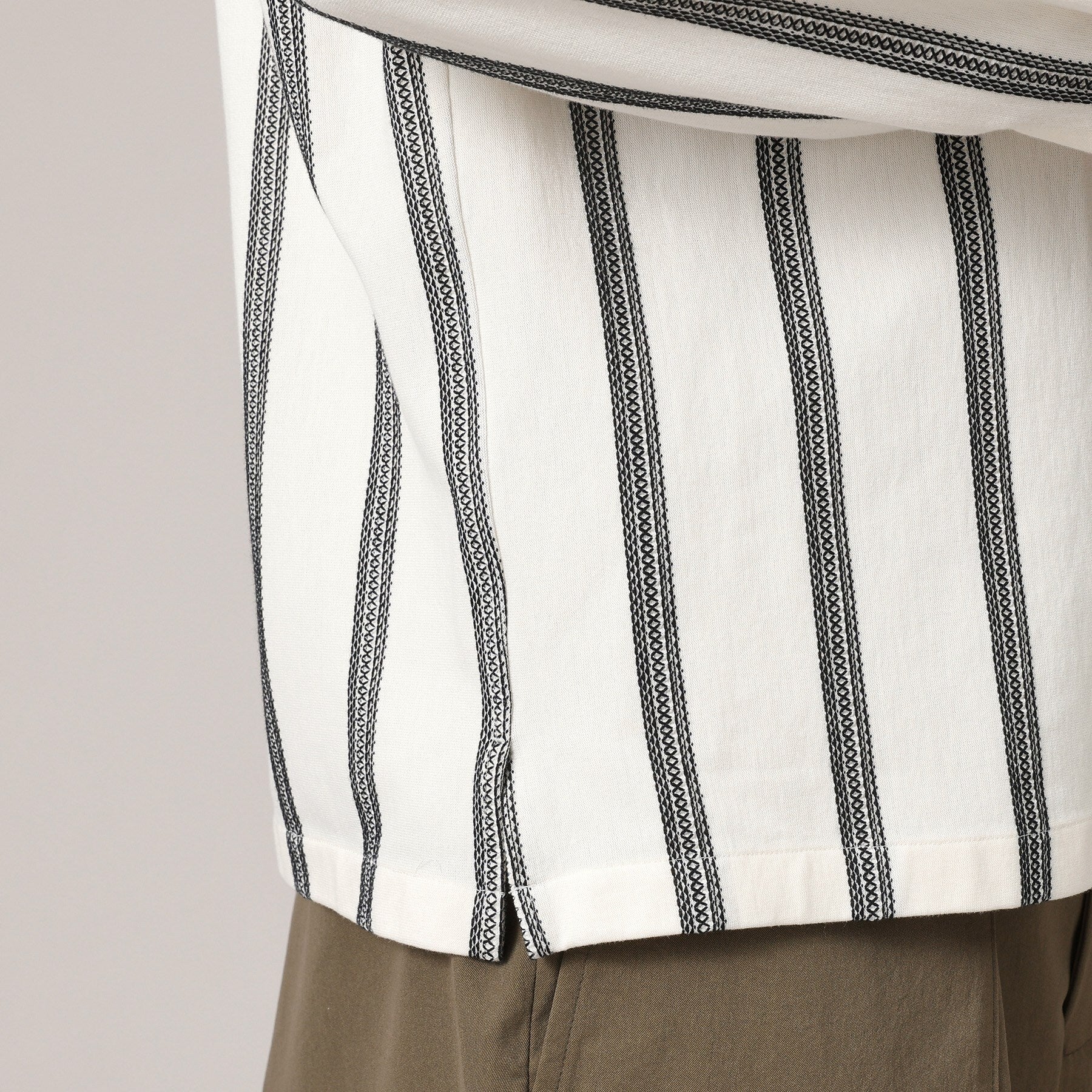 タケオキクチ TAKEO KIKUCHI カラミ ストライプ ジャージー シャツ (アイボリー(304)) アイボリー(304)