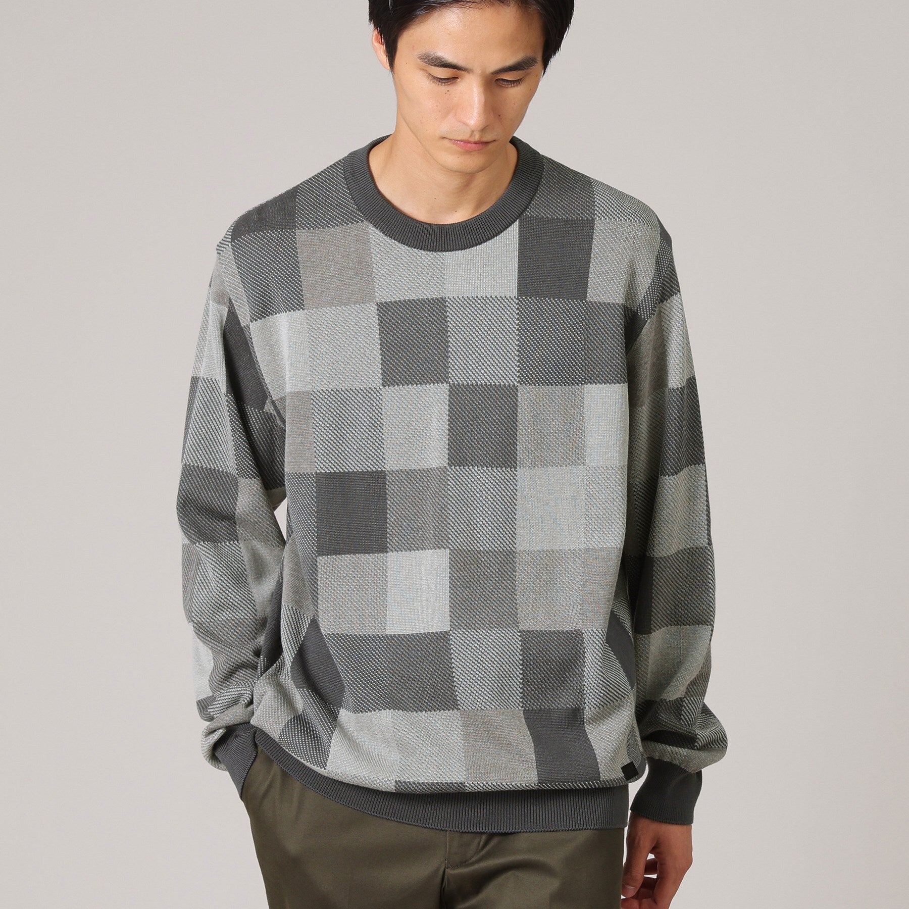 タケオキクチ TAKEO KIKUCHI チェック柄 プルオーバー ニット (ブラウン(243)) ブラウン(243)