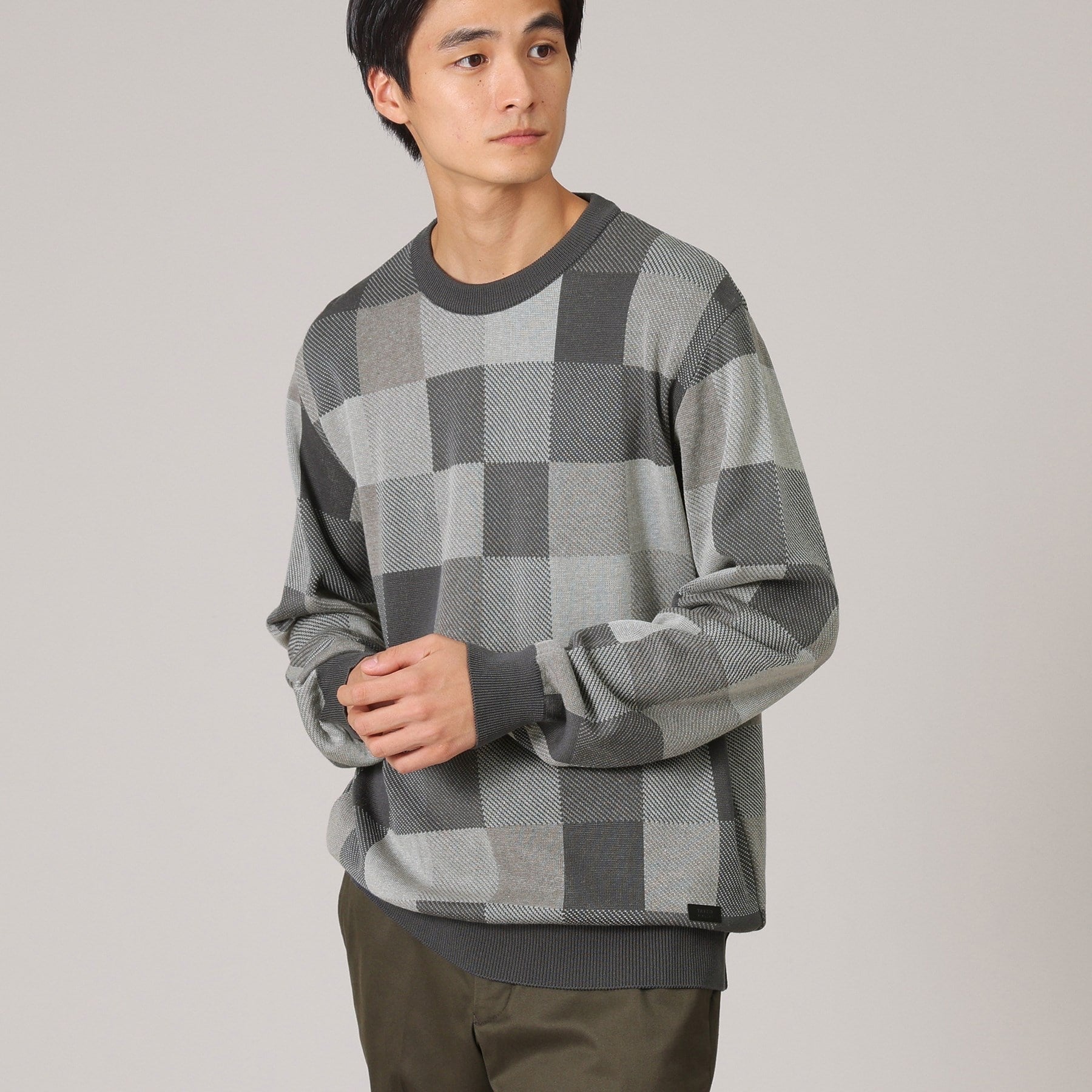 タケオキクチ TAKEO KIKUCHI チェック柄 プルオーバー ニット (ブラウン(243)) ブラウン(243)