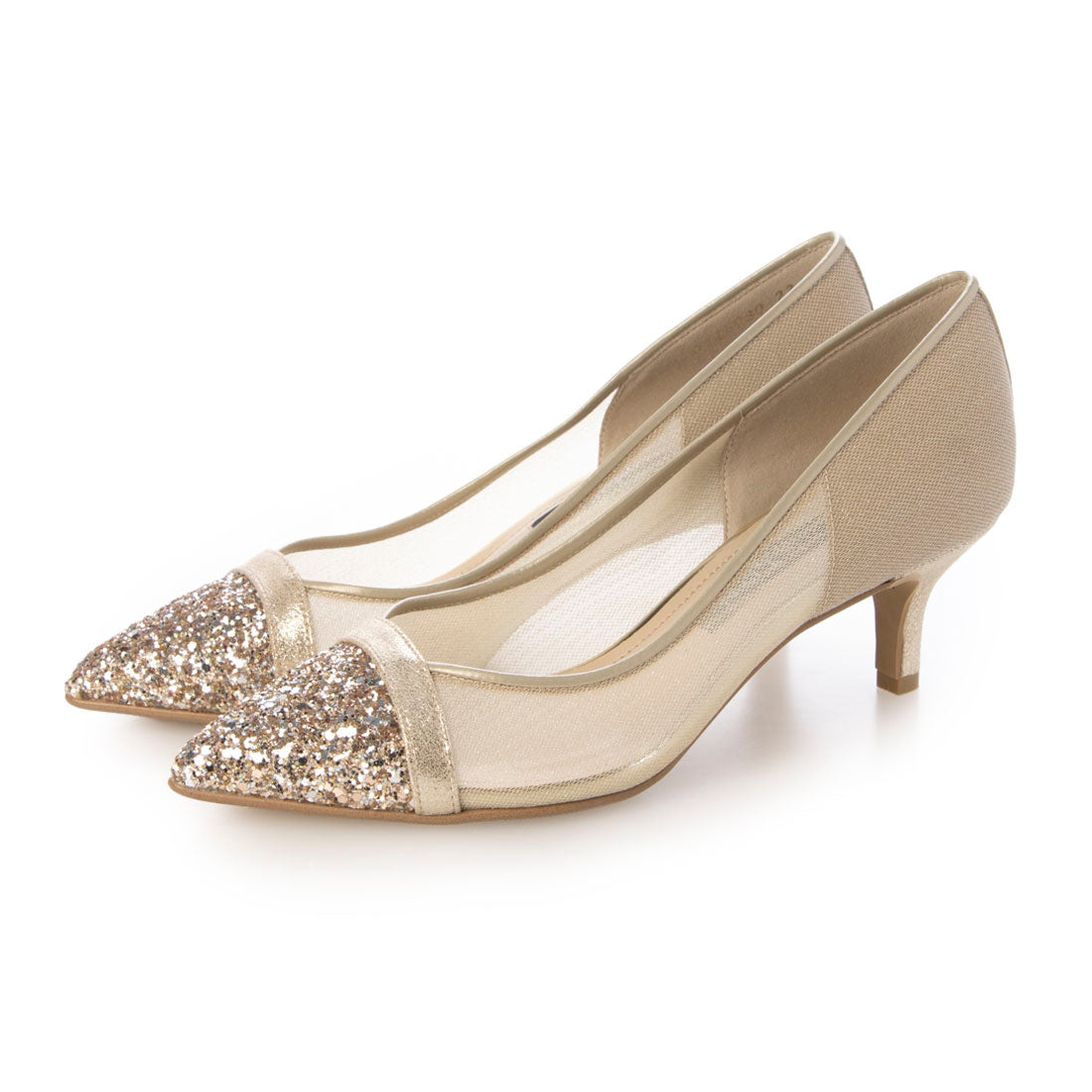 タラントン バイ ダイアナ TALANTON by DIANA グリッターチュール5cmヒールポインテッドトゥパンプス (ベージュメッシュ) ベージュメッシュ