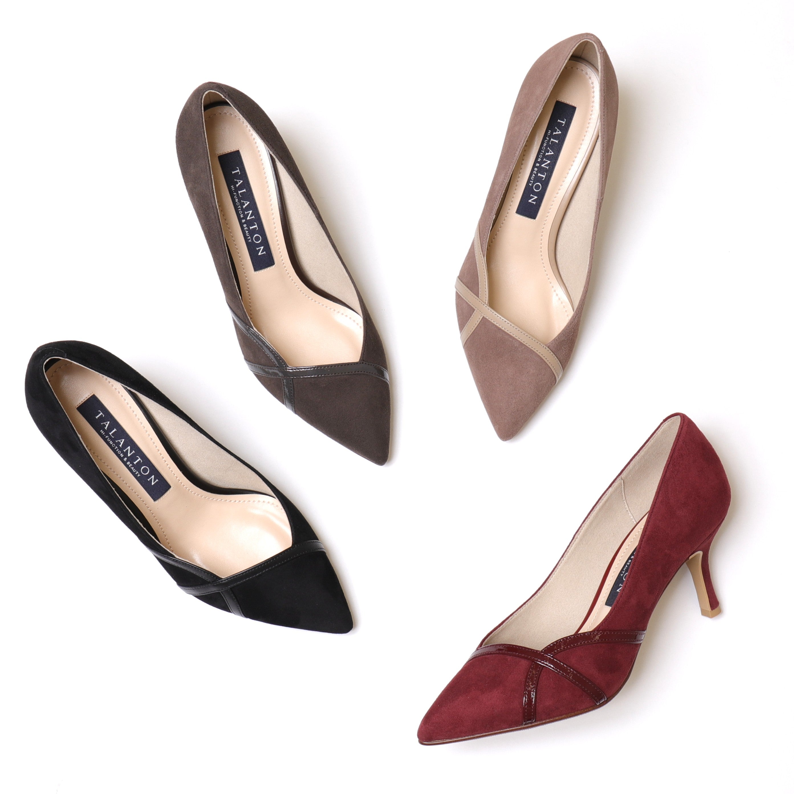 タラントン バイ ダイアナ TALANTON by DIANA ポインテッドトゥシンプルパンプス (ワインスエード) ワインスエード