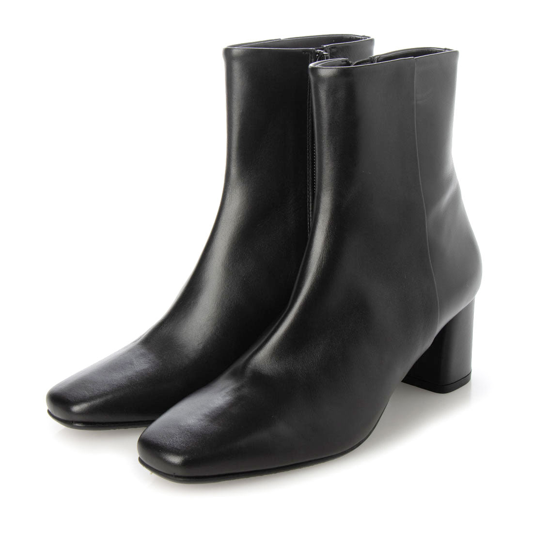 タラントン バイ ダイアナ TALANTON by DIANA スクエアトゥショートブーツ,黒カーフ