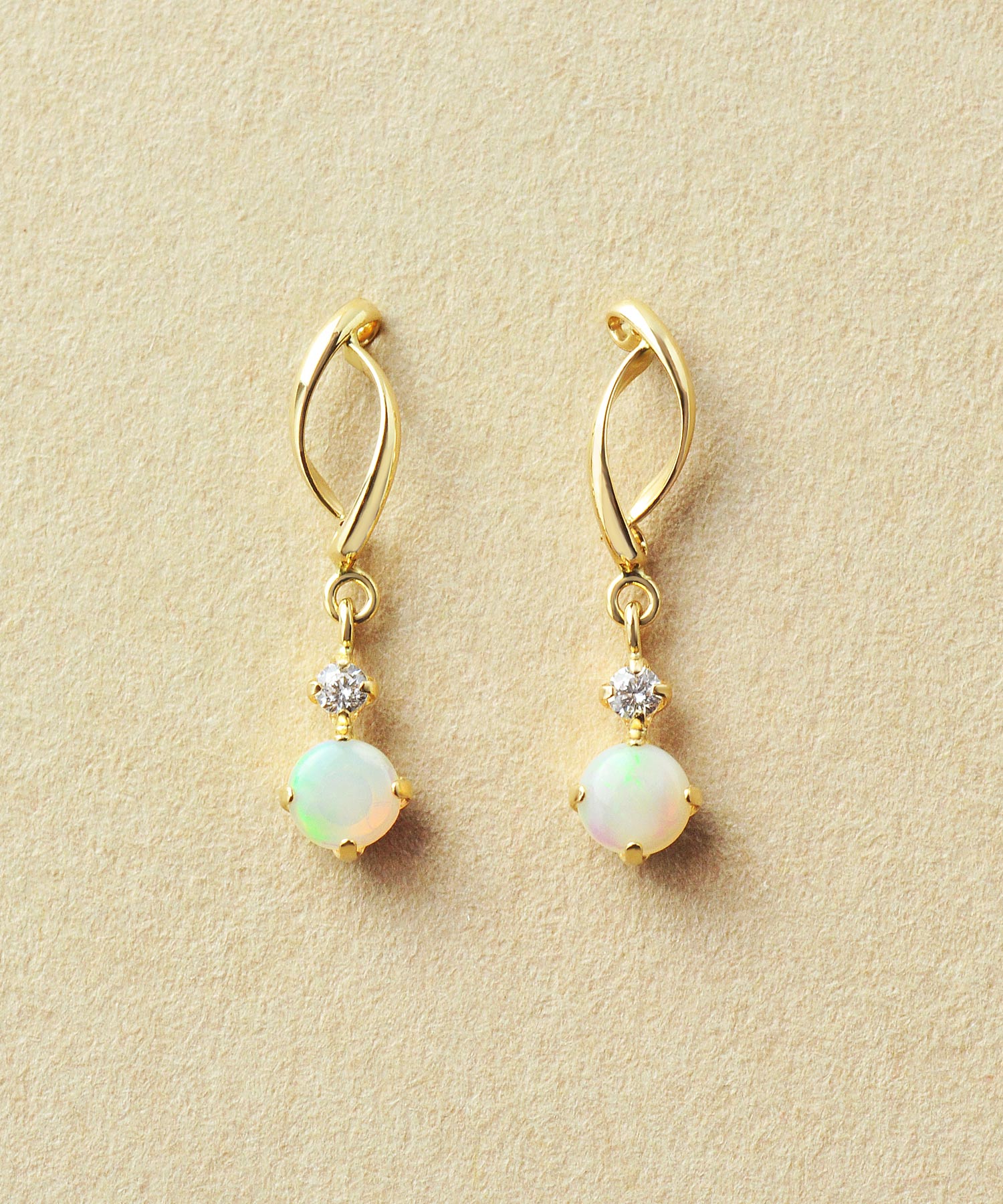 テイクアップ TAKE-UP K18・K10 オパール ダブルライン スイングピアス( YG) (イエローゴールド) イエローゴールド