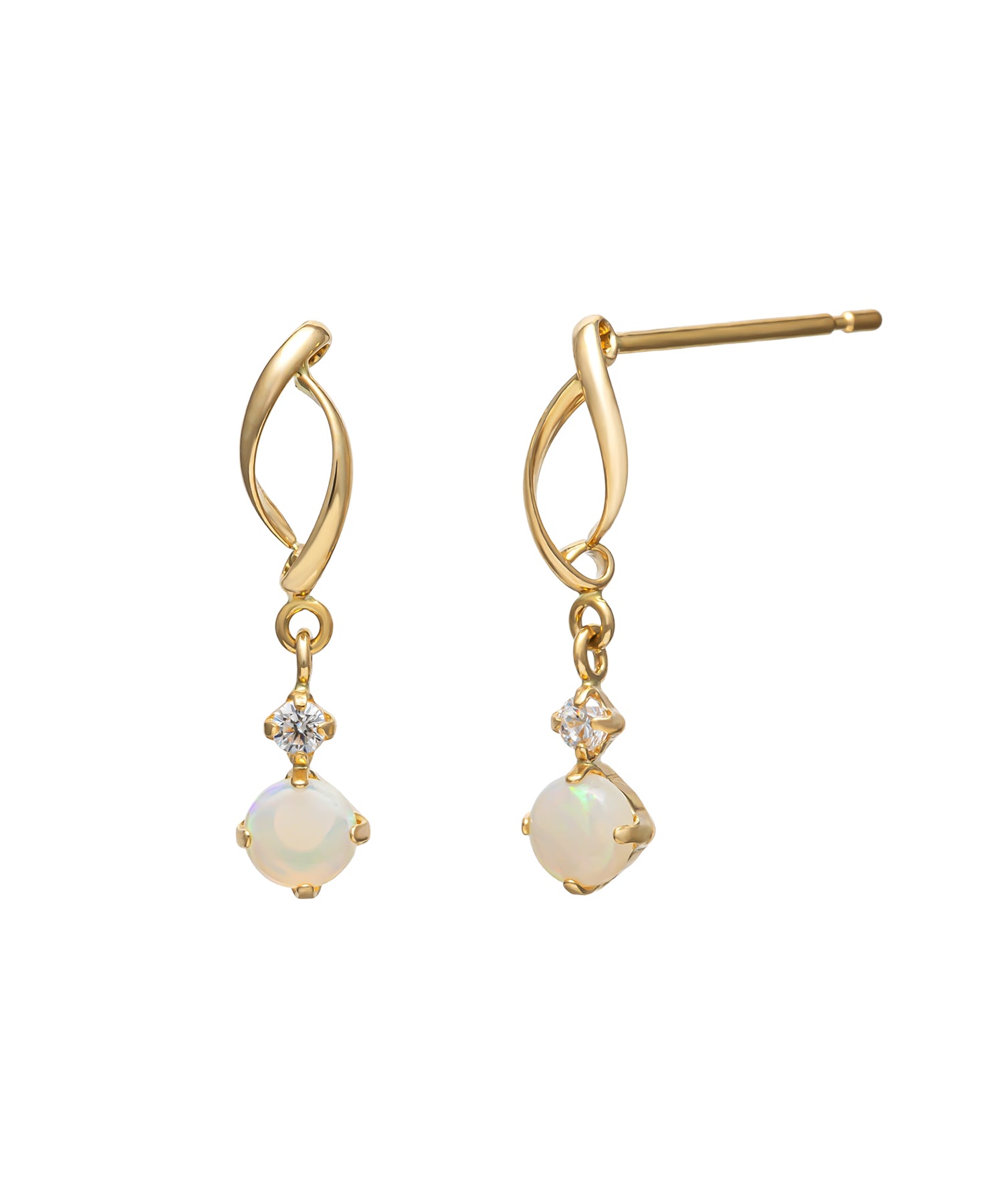 テイクアップ TAKE-UP K18・K10 オパール ダブルライン スイングピアス( YG) (イエローゴールド) イエローゴールド