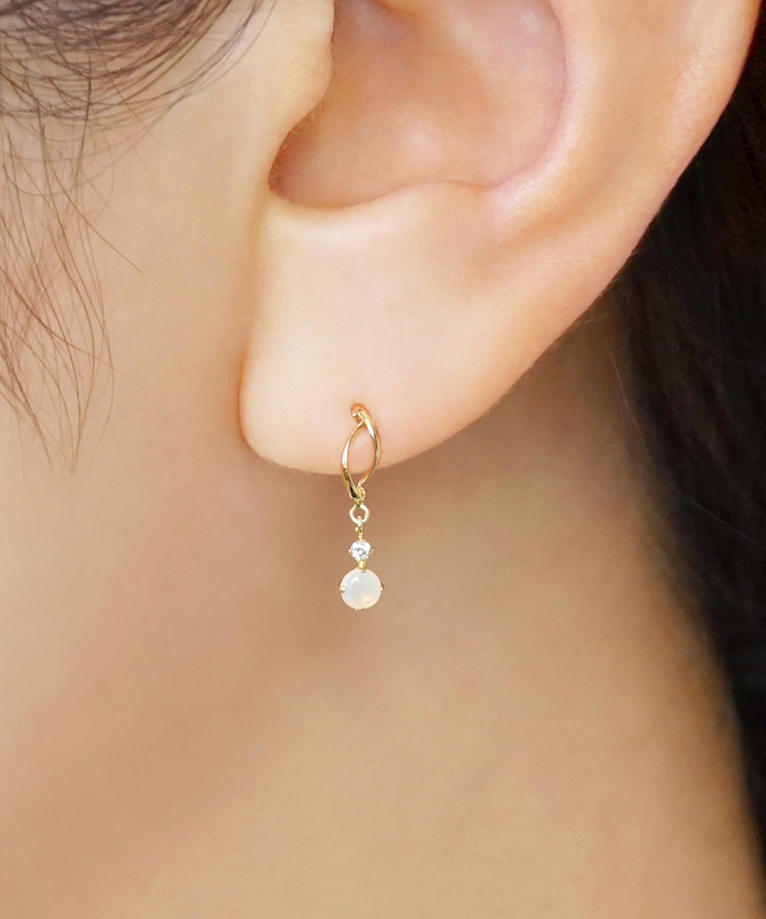 テイクアップ TAKE-UP K18・K10 オパール ダブルライン スイングピアス( YG) (イエローゴールド) イエローゴールド