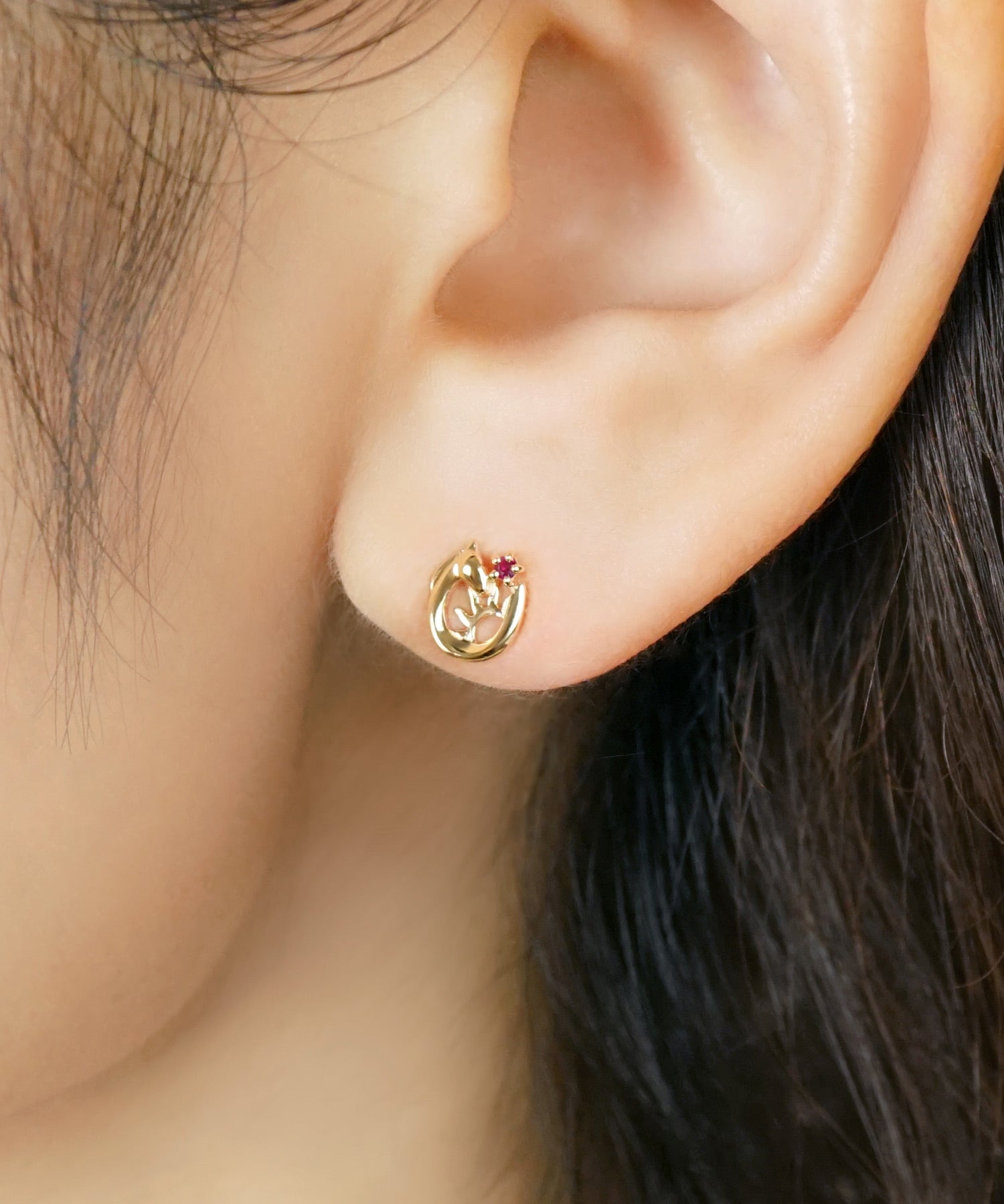 テイクアップ TAKE-UP 【 Solo Pierce】K18・K10 太陽&ホースシュー ハーフピアス (イエローゴールド) イエローゴールド