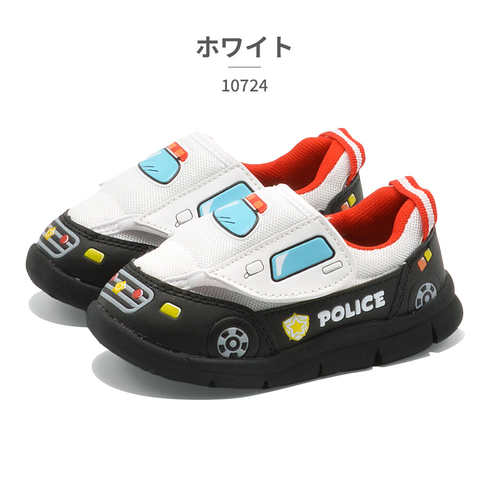タカラトミー TAKARA TOMY スニーカー キッズ タカラトミー パトカー 消防車 トミカ 軽量 (ホワイト) ホワイト