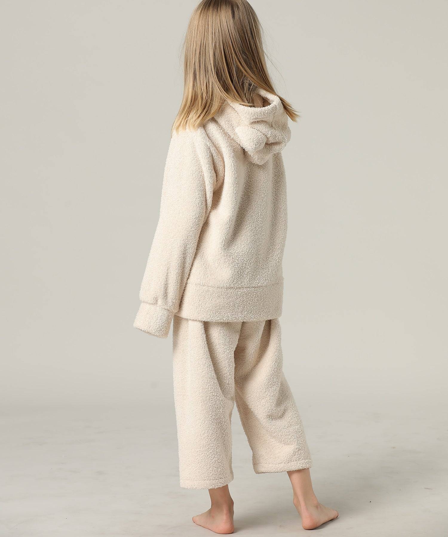 テディショップ Teddyshop キッズ 長袖ネコミミフードモコモコジップルームウェア 上下2点セット