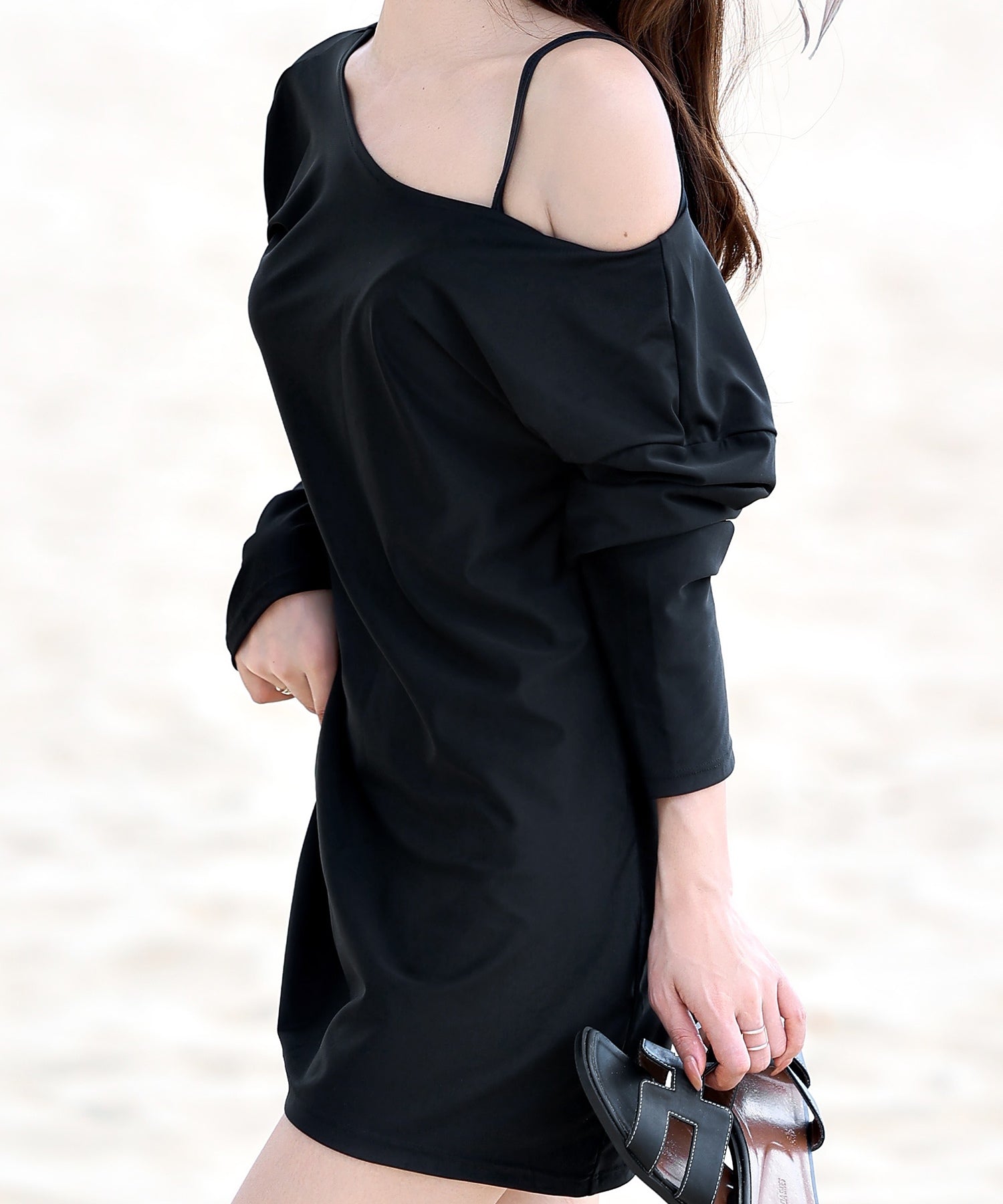 テディショップ Teddyshop レディース ドロップショルダーバックリボン長袖ラッシュガード【返品不可商品】 (ダスティブルー) ダスティブルー