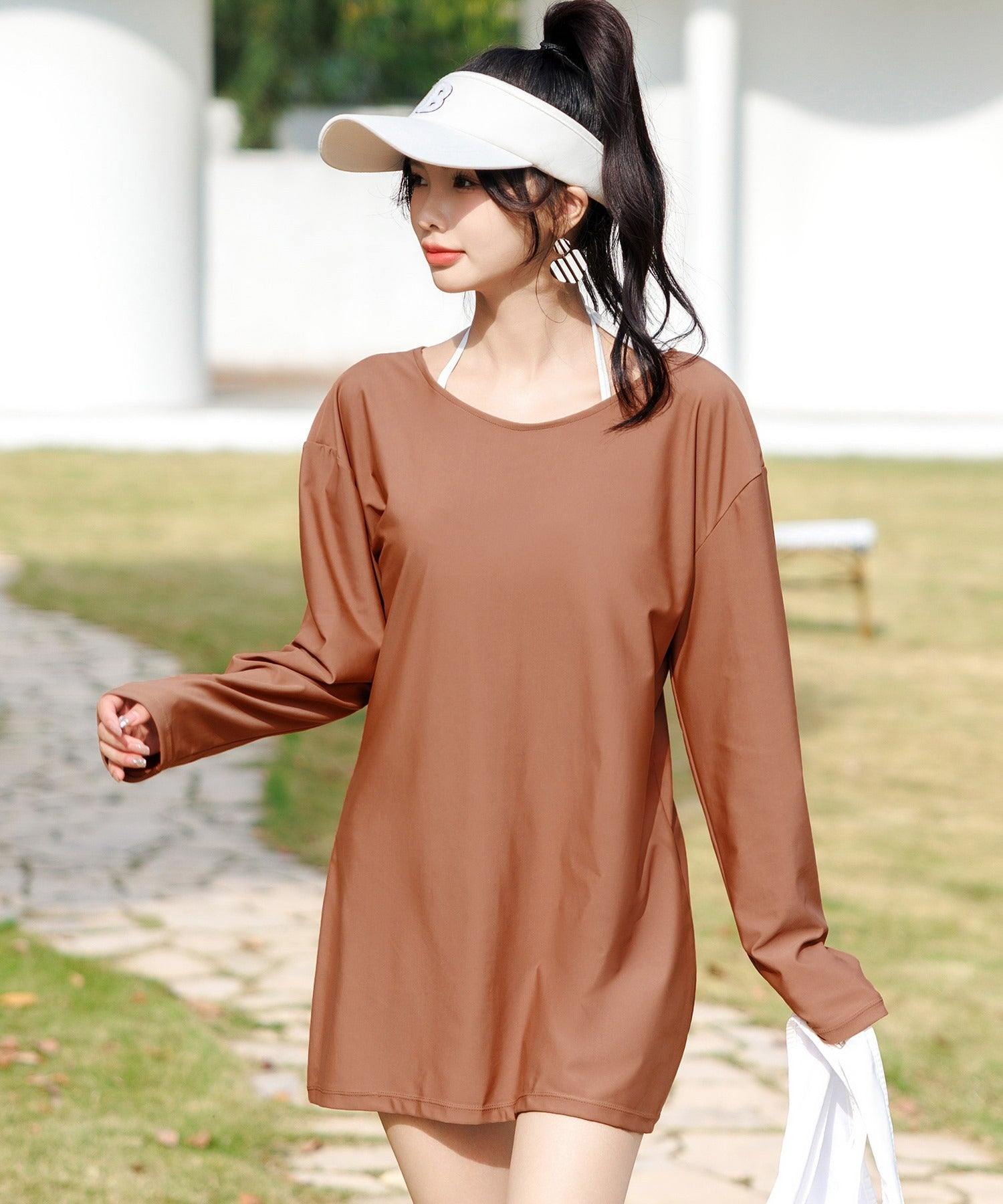 テディショップ Teddyshop レディース ドロップショルダーバックリボン長袖ラッシュガード【返品不可商品】 (ダスティブルー) ダスティブルー