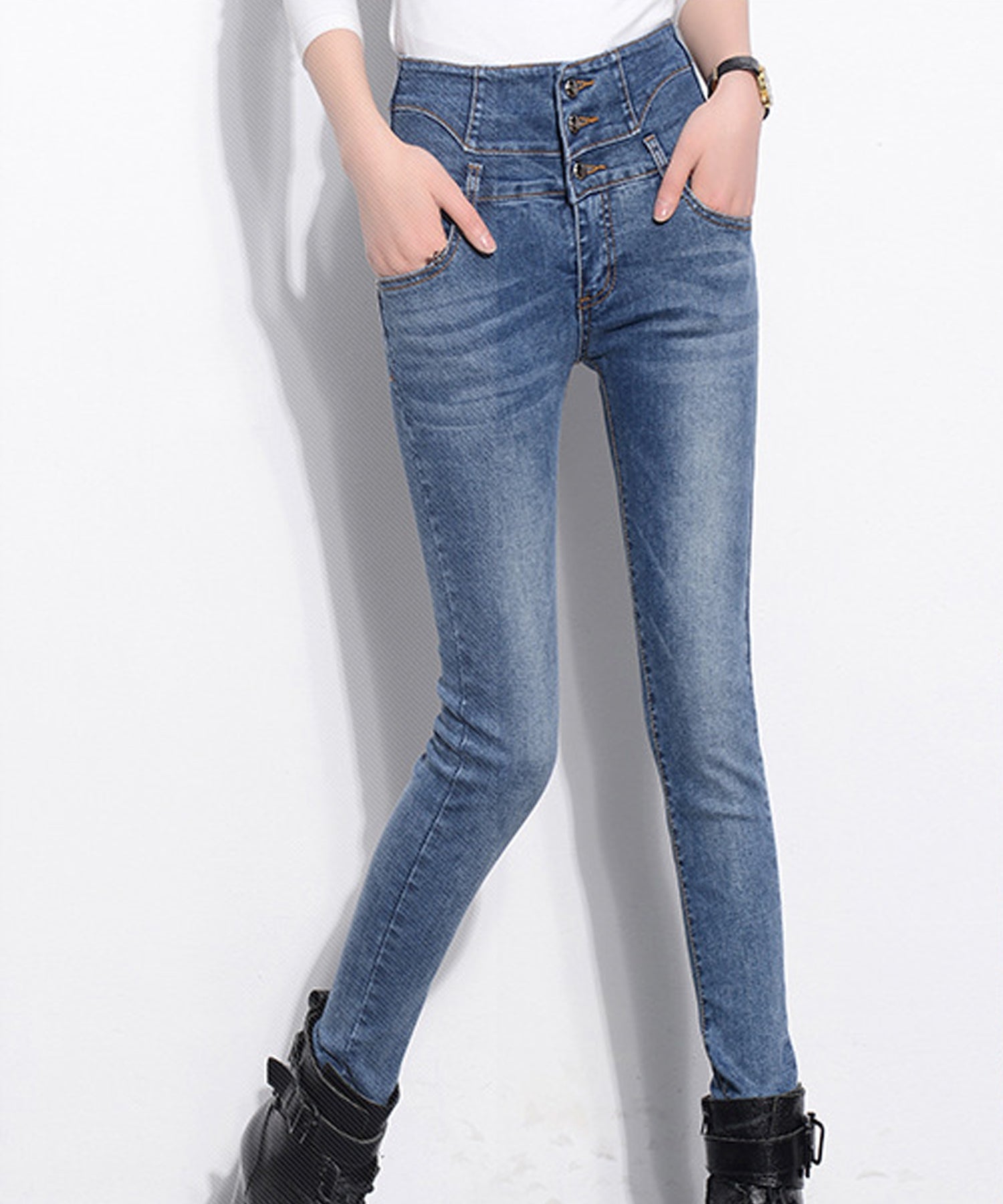 Teddyshop Women's High Waist Stretch Skinny Denim