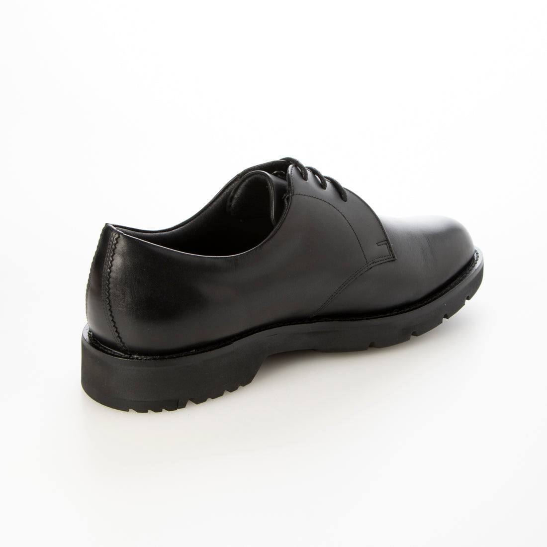 スリムフィット | ミニマルデザイン×ラギッド厚底 | プレーントウ ブラック