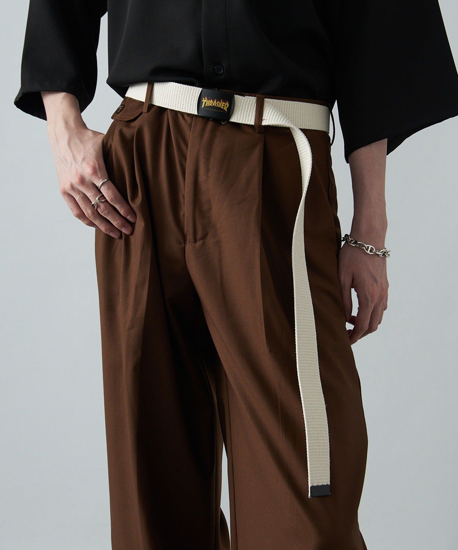 スラッシャー THRASHER 【THRASHER】ロゴプリント デザインベルト THR-016 (オフホワイト) オフホワイト